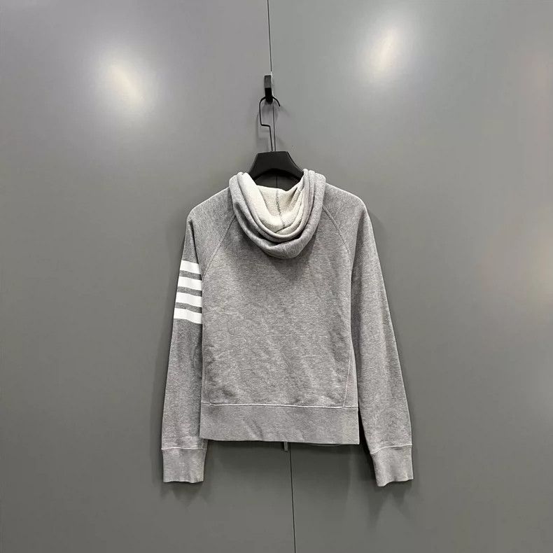Thom Browne Thom Browne Gray Striped Hooded Jacket Size US M / EU 48-50 / 2 - 2 Thumbnail