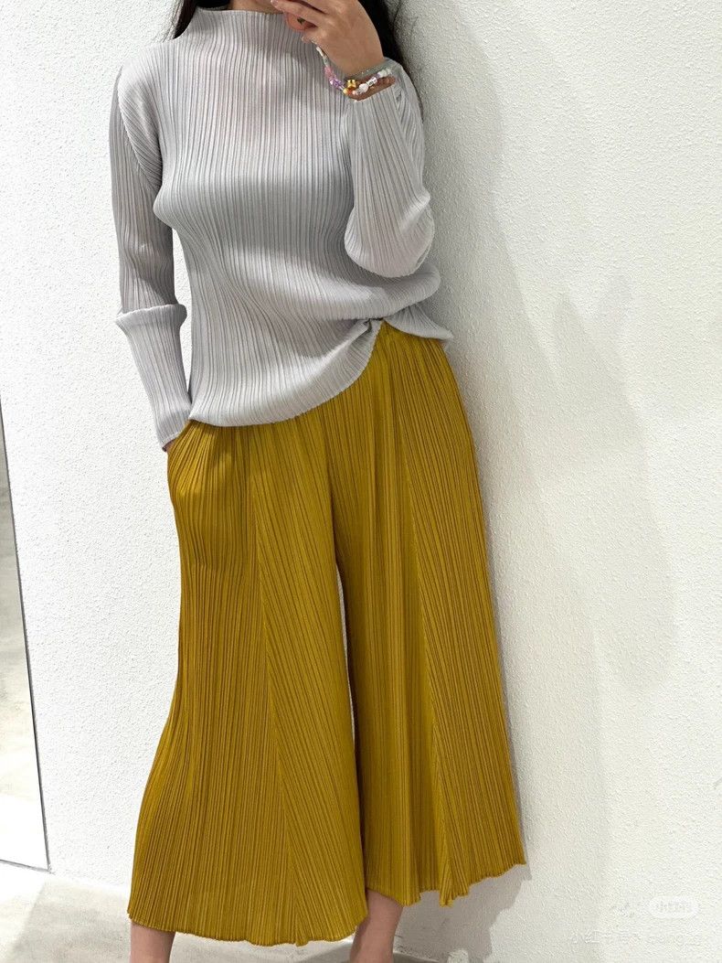 Anonymous Club Yellow Pleated Wide Leg Pants-yf Size US 26 / EU 42 - 8 Thumbnail
