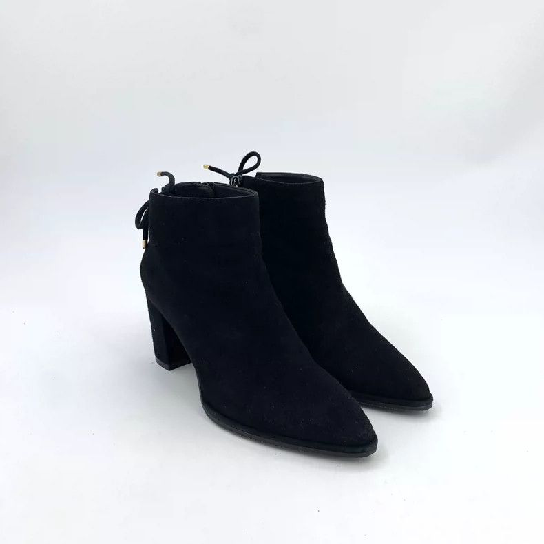 Jimmy Choo Black Pointed Toe Chunky Heeled Ankle Boots Size US 8 / IT 38 - 2 Thumbnail