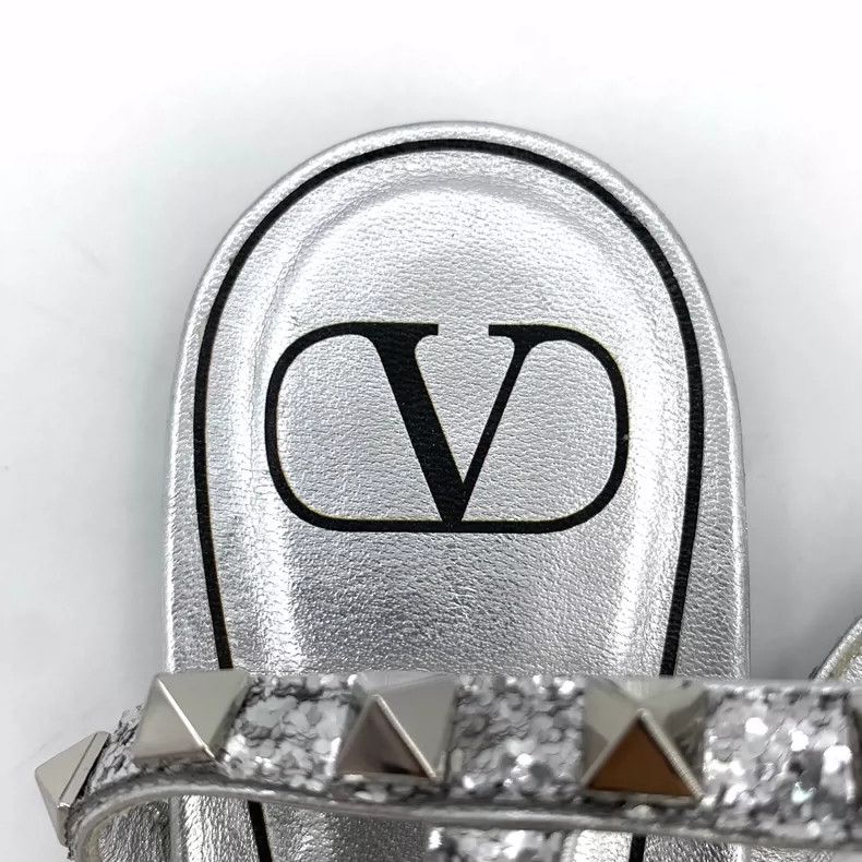 Valentino Valentino Silver Flat Sandals with Studs Size US 8 / IT 38 - 7 Thumbnail