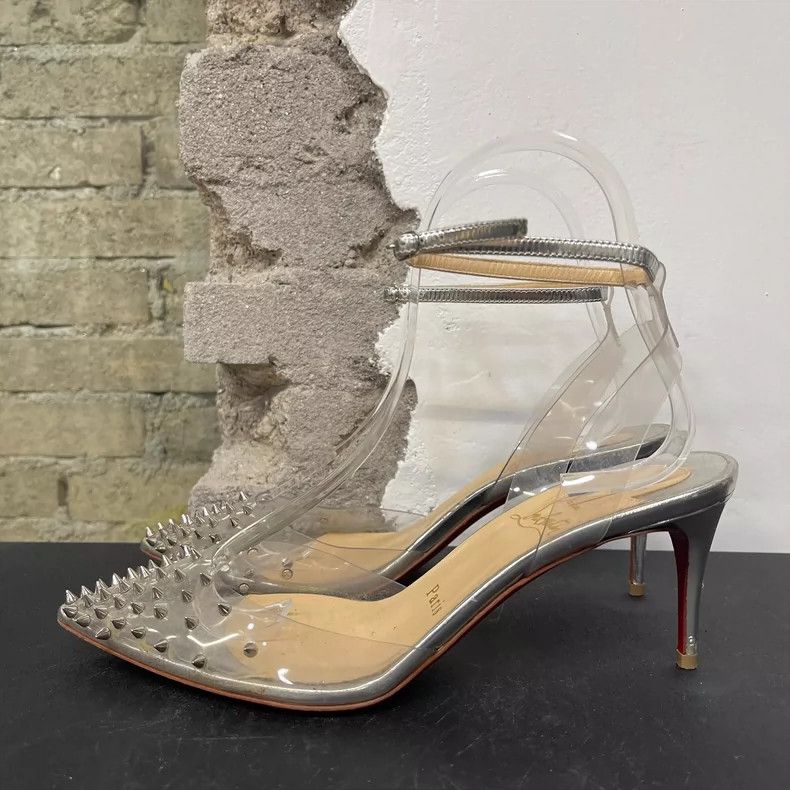 Jimmy Choo Clear High Heels with Silver Details Size US 8 / IT 38 - 2 Thumbnail