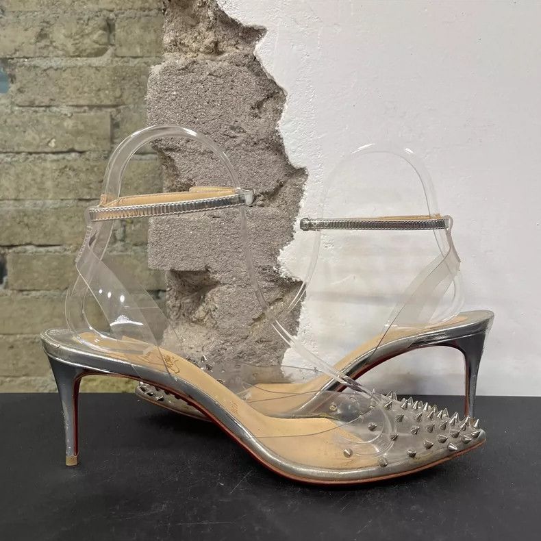 Jimmy Choo Clear High Heels with Silver Details Size US 8 / IT 38 - 4 Thumbnail