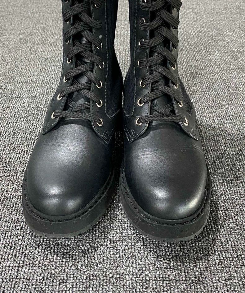 Fendi Fendi Black Knit Martin Boots with Laces Size US 8 / IT 38 - 4 Thumbnail