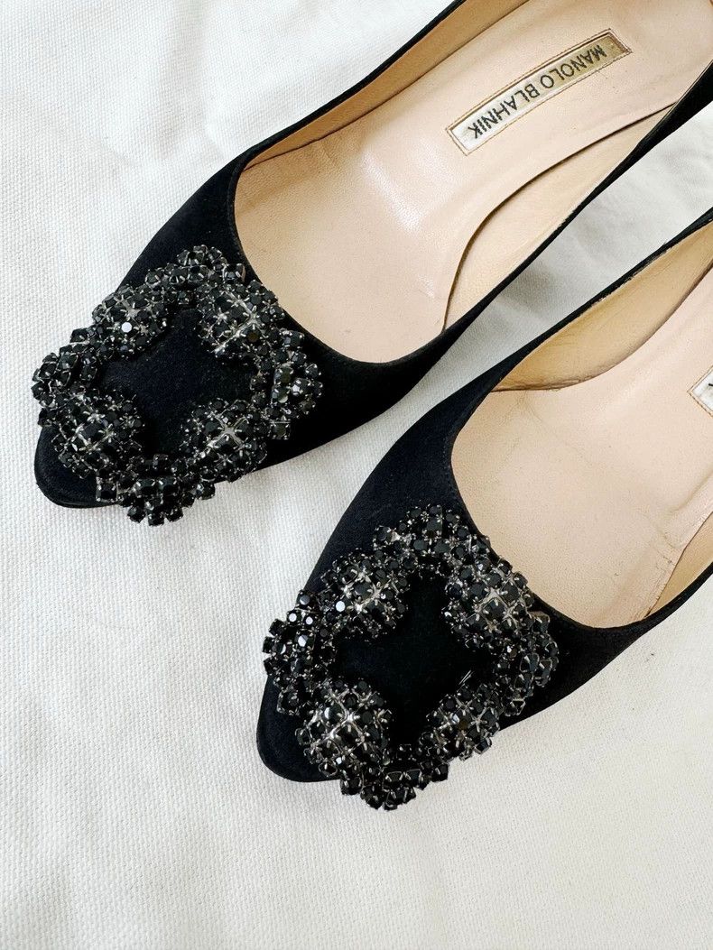 Jimmy Choo Manolo Blahnik MB Crystal Buckle Pumps Size US 7 / IT 37 - 2 Thumbnail