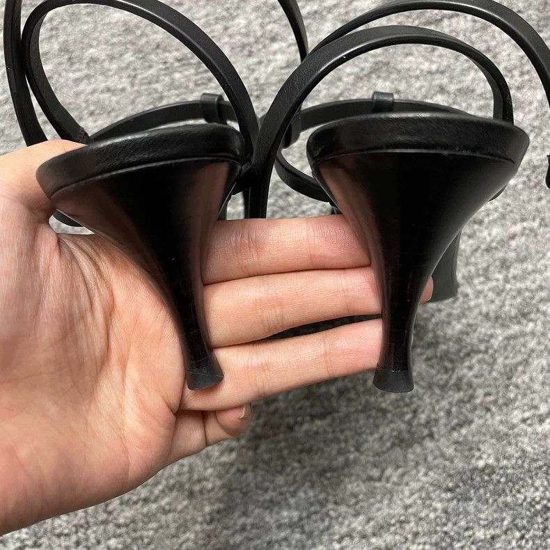 Yves Saint Laurent Saint Laurent Black Leather Block Heeled Sandals Size US 6 / IT 36 - 6 Thumbnail