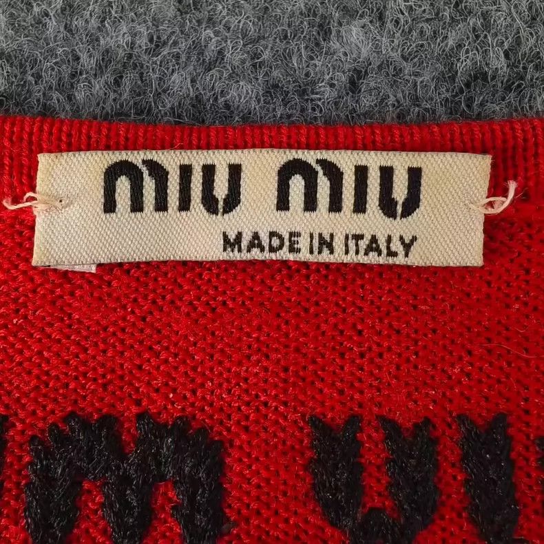 Miu Miu MiuMiu Red Wool Knit Cardigan with Bow-yf Size M / US 6-8 / IT 42-44 - 3 Thumbnail