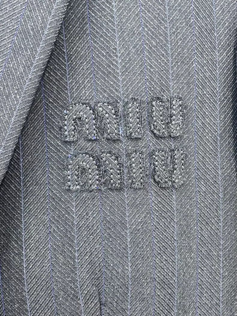 Miu Miu Miu Miu Striped Logo Blazer Jacket Size M / US 6-8 / IT 42-44 - 3 Thumbnail