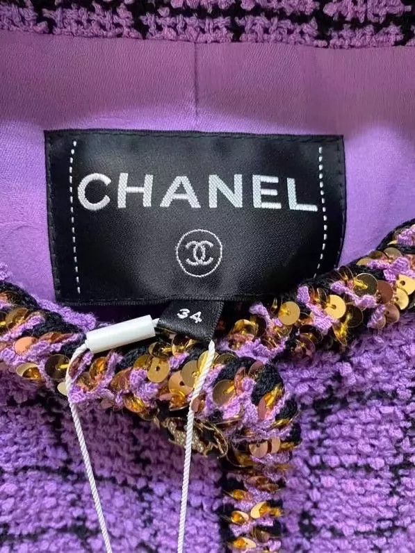 Chanel Purple Checkered Chanel Limited Edition Jacket- DMC Size US M / EU 48-50 / 2 - 2 Thumbnail