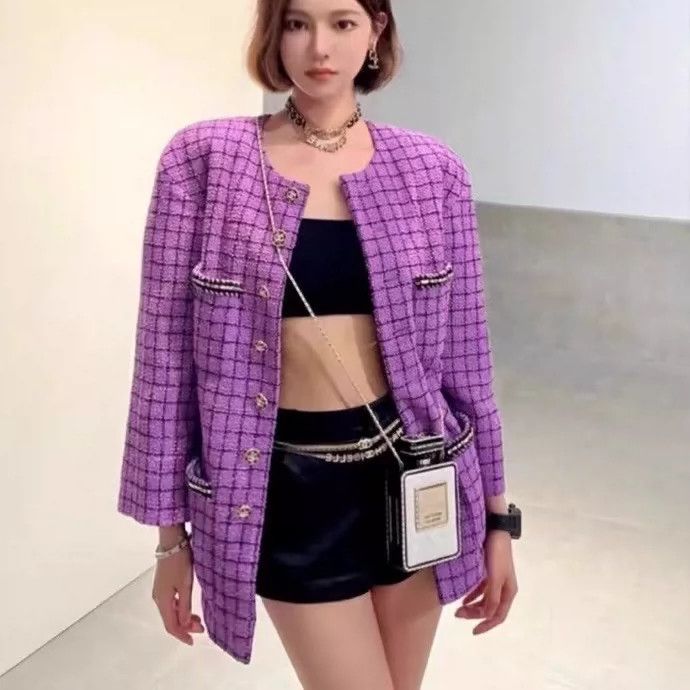 Chanel Purple Checkered Chanel Limited Edition Jacket- DMC Size US M / EU 48-50 / 2 - 7 Thumbnail