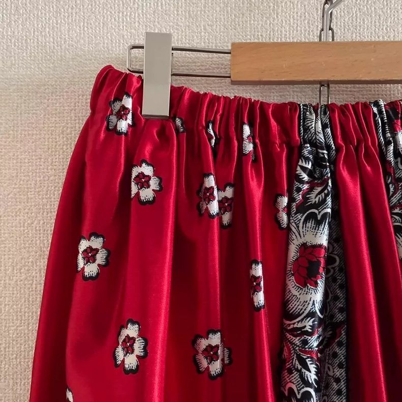 Comme des Garcons Red Floral Design Long Skirt- DMC Size US 34 / EU 50 - 2 Thumbnail