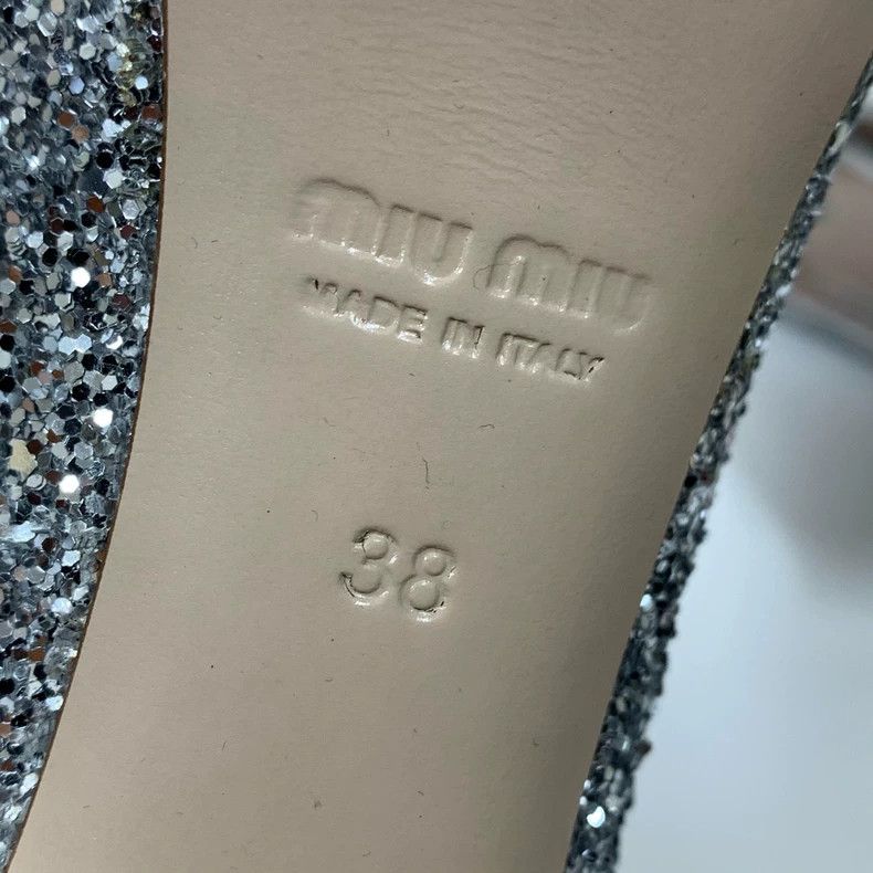 Miu Miu Miu Miu Silver Glitter High Heels Size 38 Size US 8 / IT 38 - 8 Thumbnail