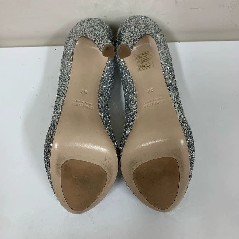 Miu Miu Miu Miu Silver Glitter High Heels Size 38 Size US 8 / IT 38 - 7 Thumbnail