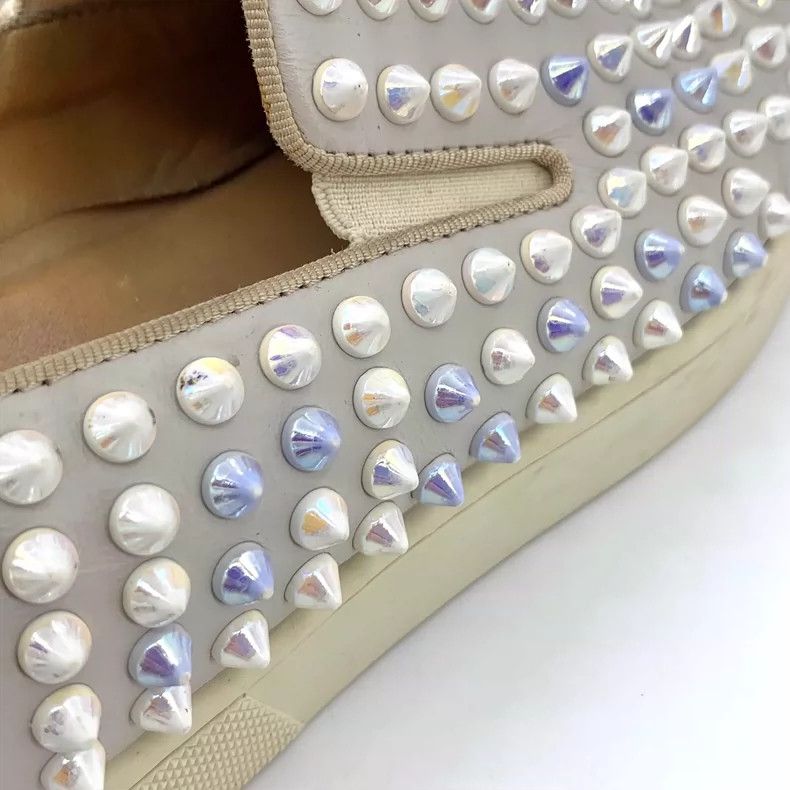 Christian Louboutin Christian Louboutin White Studded Slip-On Sneakers Size US 8 / IT 38 - 9 Thumbnail