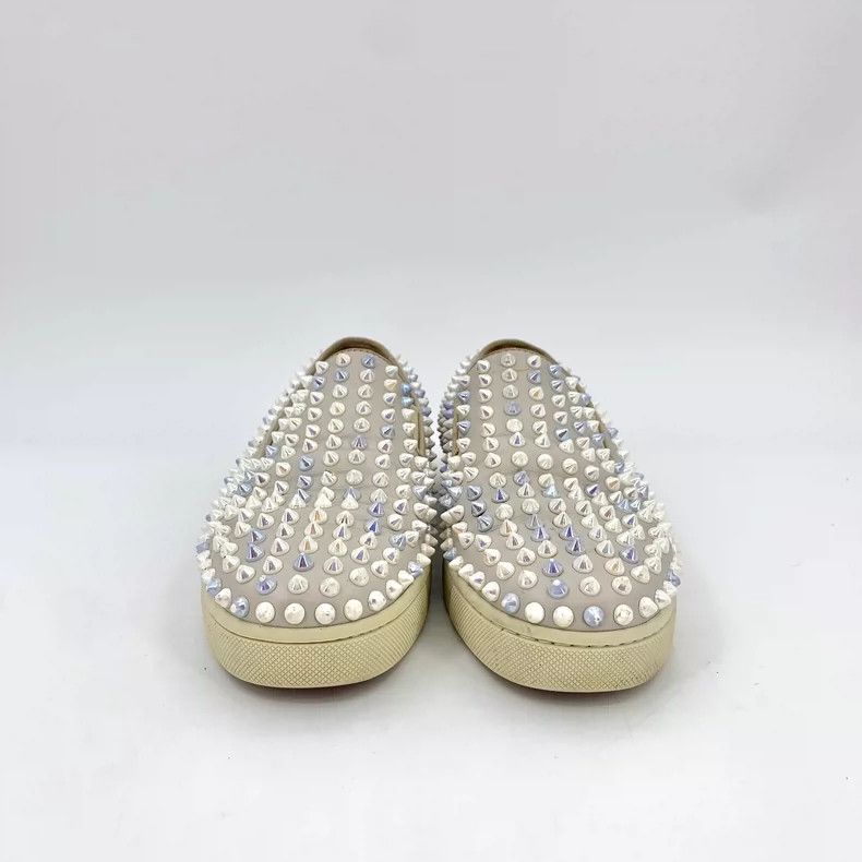 Christian Louboutin Christian Louboutin White Studded Slip-On Sneakers Size US 8 / IT 38 - 3 Thumbnail