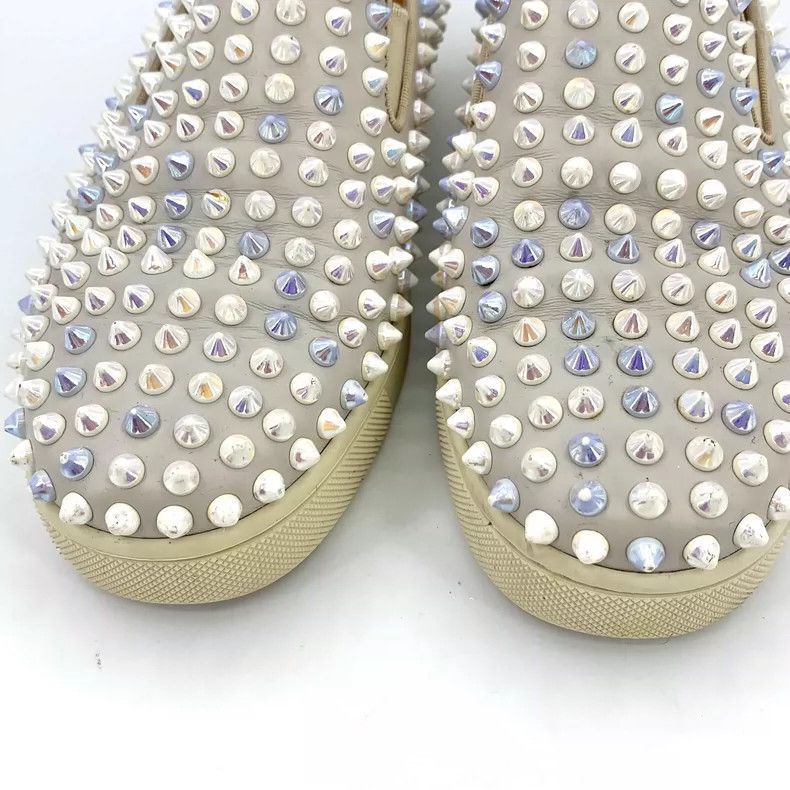 Christian Louboutin Christian Louboutin White Studded Slip-On Sneakers Size US 8 / IT 38 - 8 Thumbnail