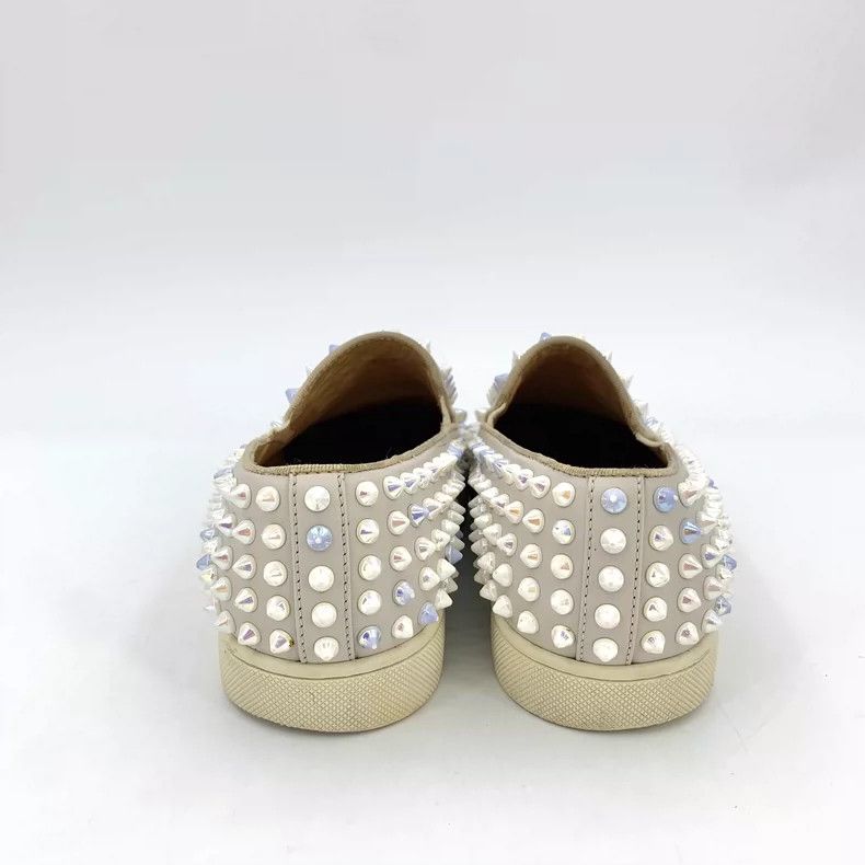 Christian Louboutin Christian Louboutin White Studded Slip-On Sneakers Size US 8 / IT 38 - 4 Thumbnail