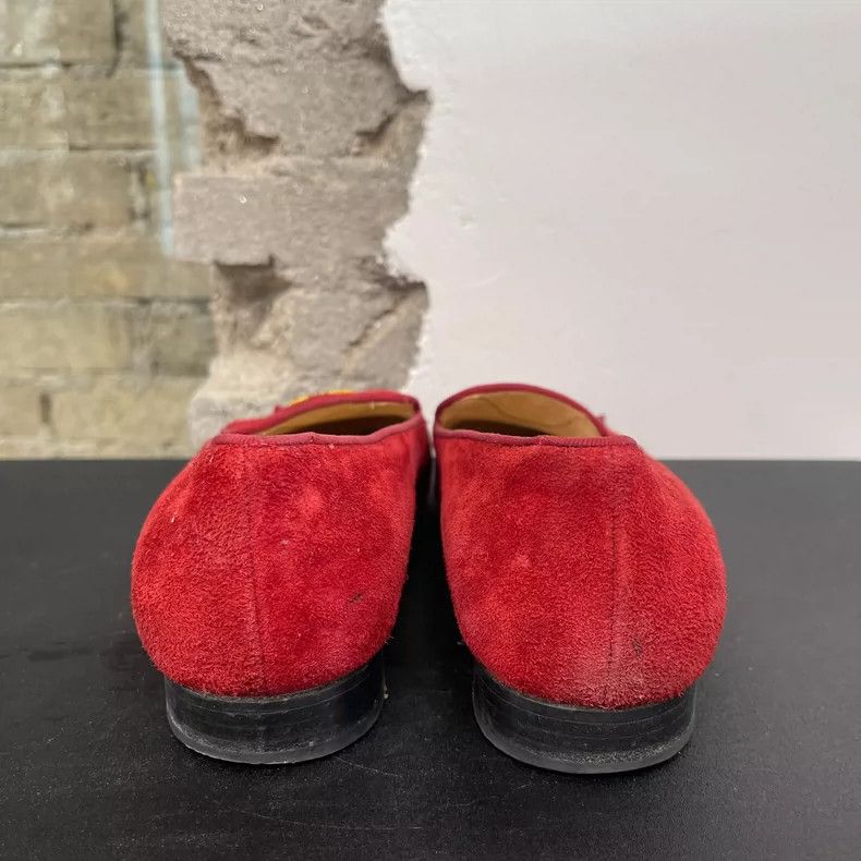 Balenciaga Red Suede Embellished Slip-On Shoes Size US 7 / IT 37 - 3 Thumbnail