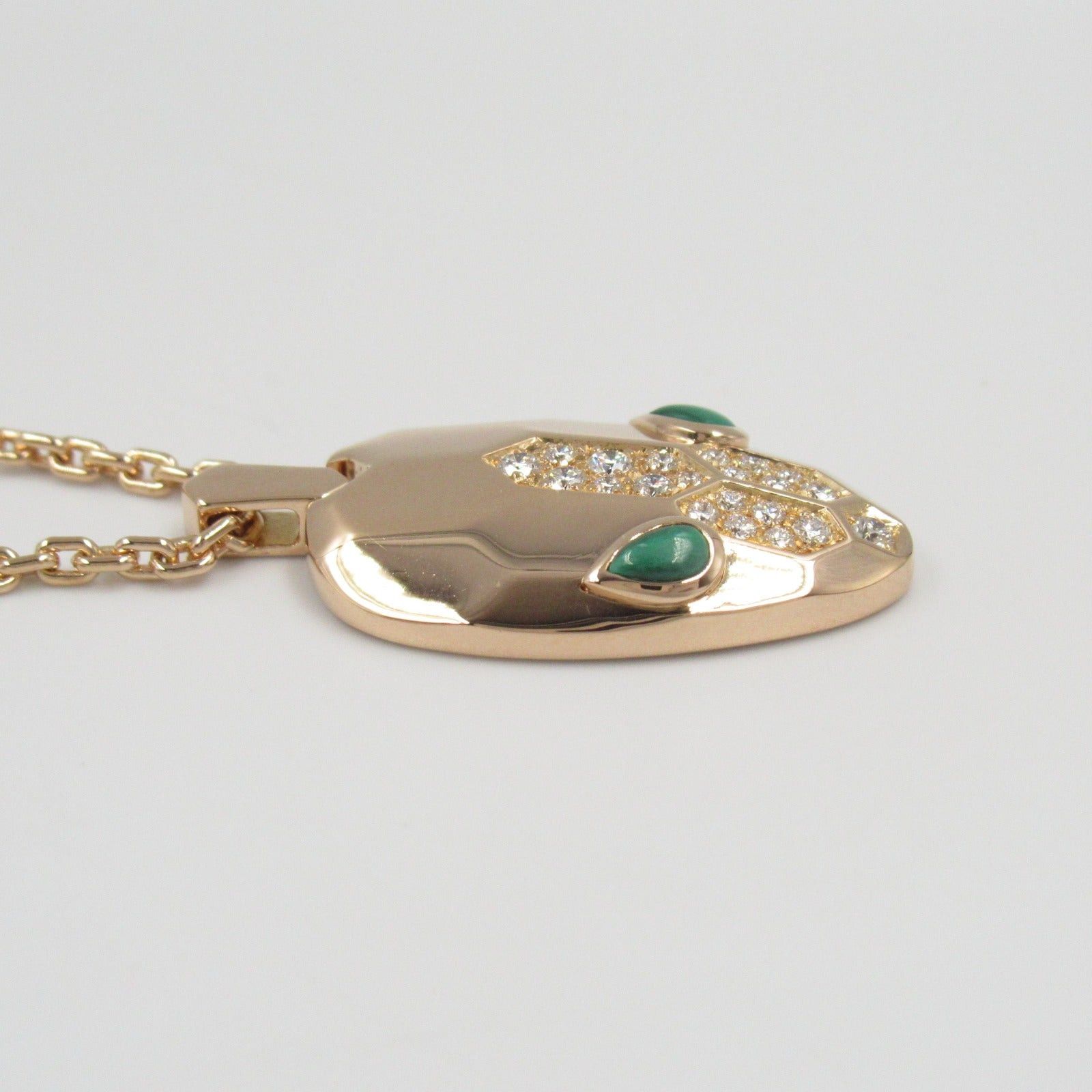 Bvlgari Bvlgari Serpenti Malachite Diamond Necklace K18Pg (Pink Gold) Clear Green Size ONE SIZE - 7 Thumbnail