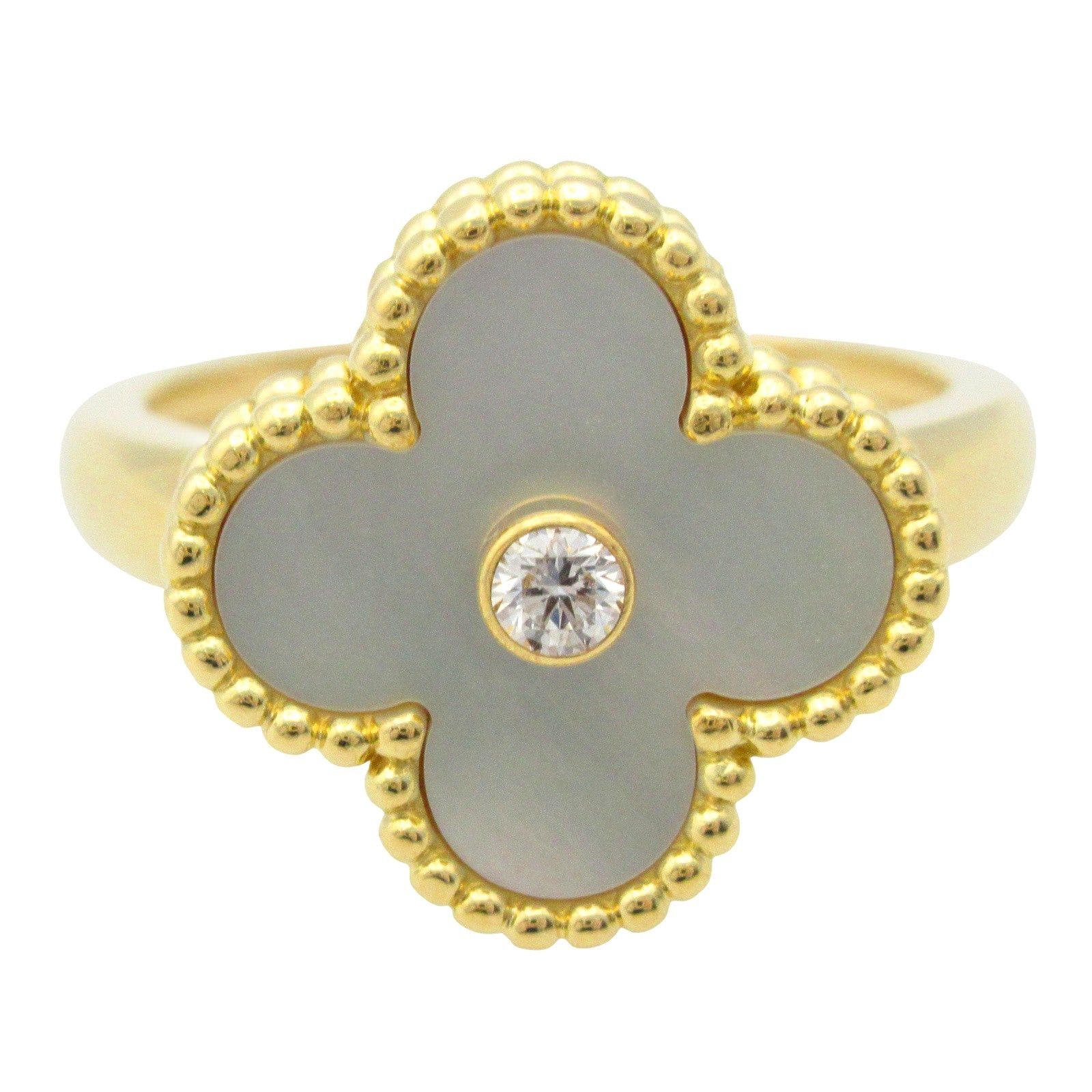 Van Cleef & Arpels Van Cleef Arpels Alhambra Ring Mother Of Pearl 1Pd K18 (Yellow Gold) Diamond White Clear Size ONE SIZE - 2 Thumbnail