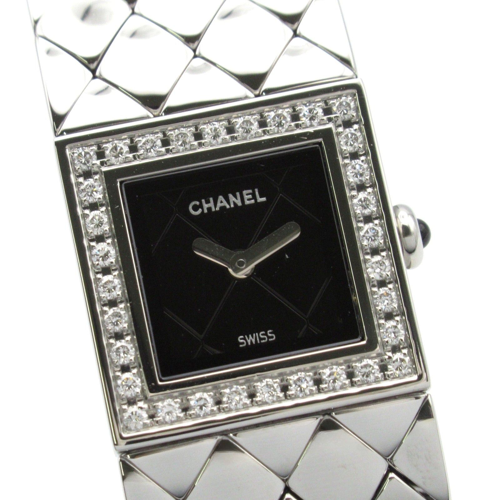 Chanel Chanel Matelasse Bezel Diamond Women Watch Quartz Stainless Steel Black Size ONE SIZE - 3 Thumbnail
