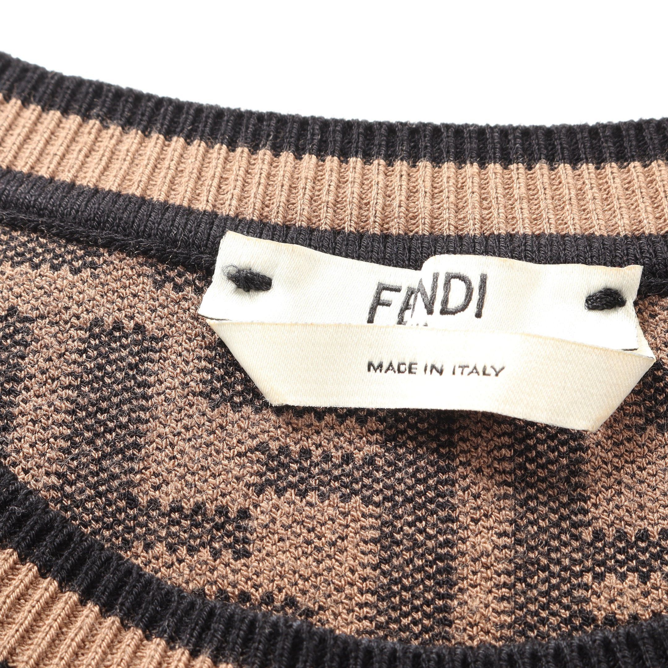 Fendi Fendi Zucca Knit Crew Neck Short Sleeve Rayon Brown Black Size ONE SIZE - 8 Thumbnail