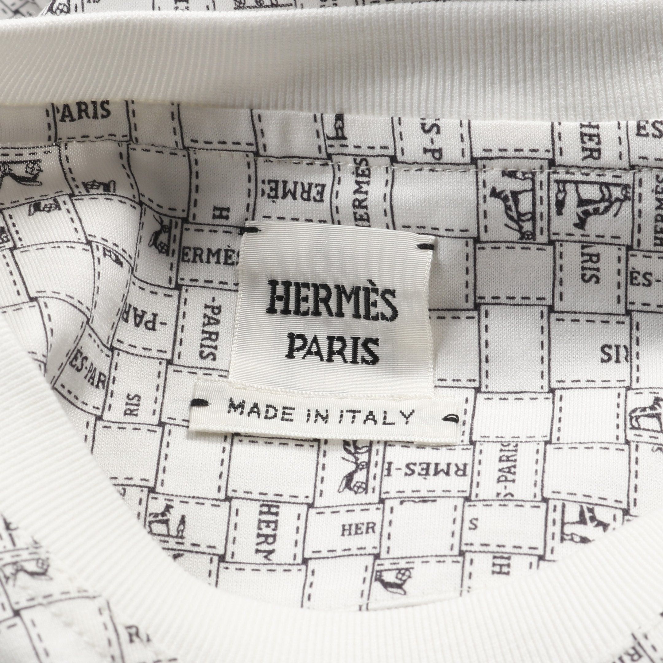 Hermes Hermes Bolduc Au Carre One Piece Cotton White Black Size ONE SIZE - 3 Thumbnail
