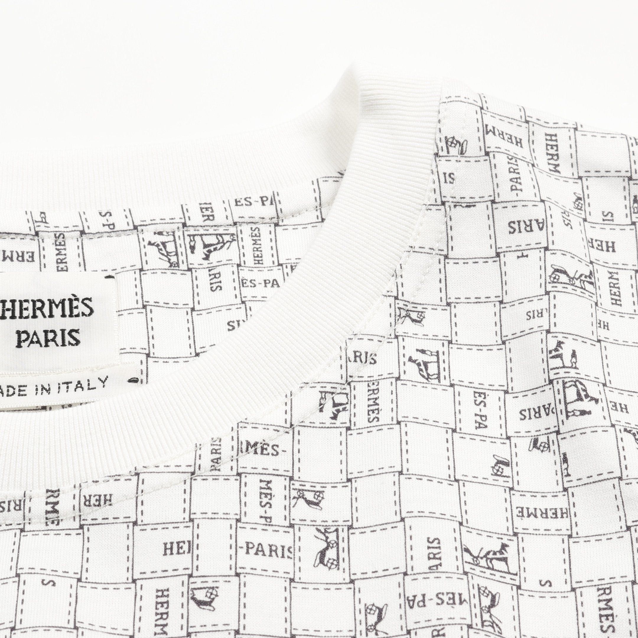 Hermes Hermes Bolduc Au Carre One Piece Cotton White Black Size ONE SIZE - 6 Thumbnail