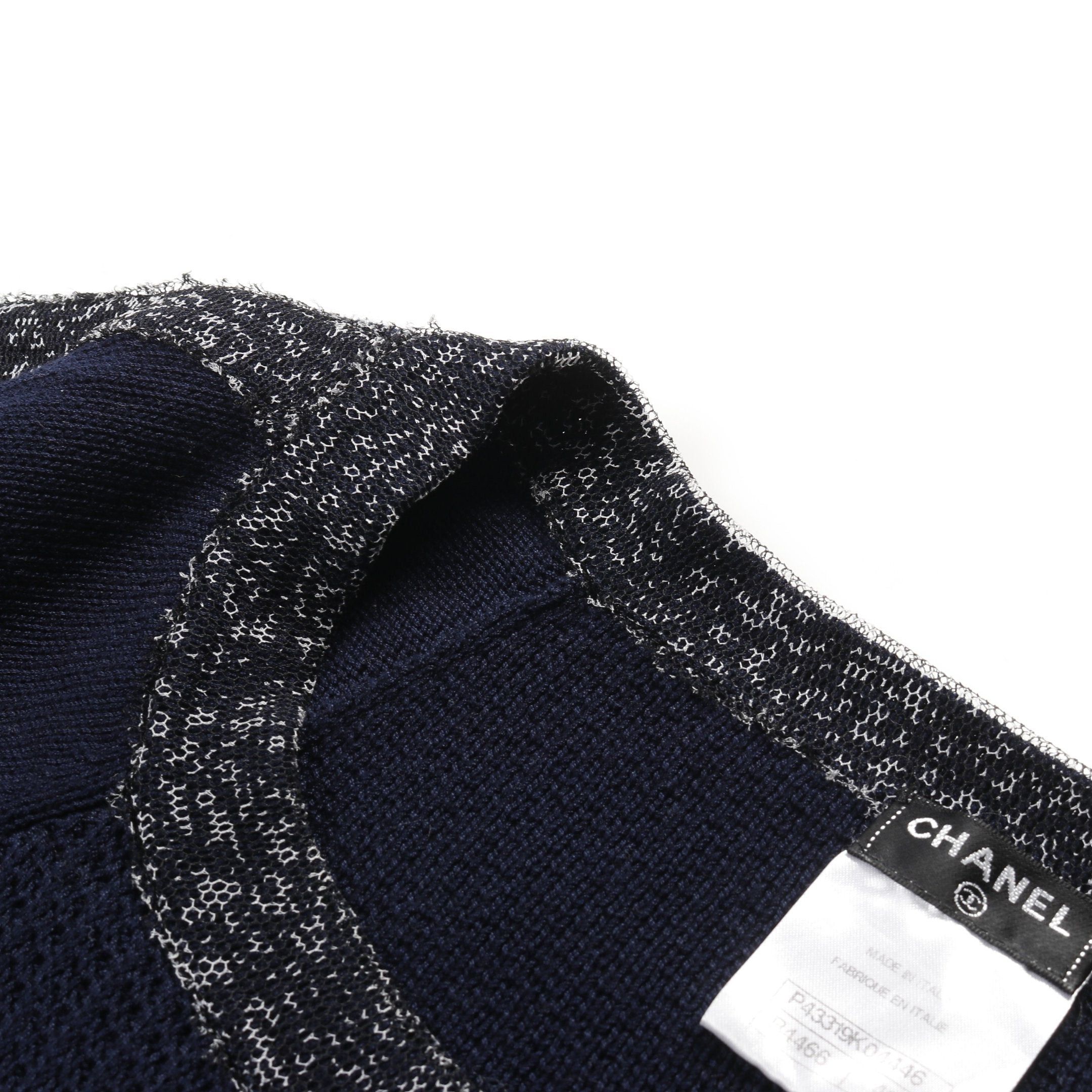 Chanel Chanel Coco Mark Knit Dress Cotton Dark Navy Black White Size ONE SIZE - 8 Thumbnail