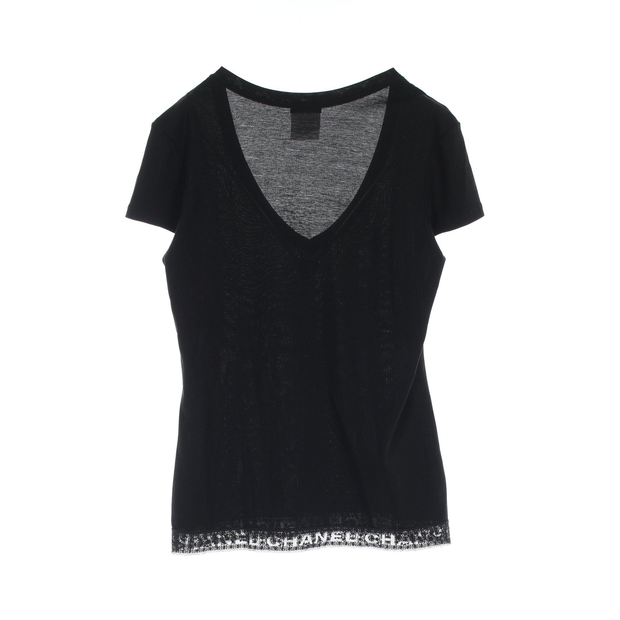 Chanel Chanel Cut And Sew Lace Hem Cotton Black Size ONE SIZE - 2 Thumbnail