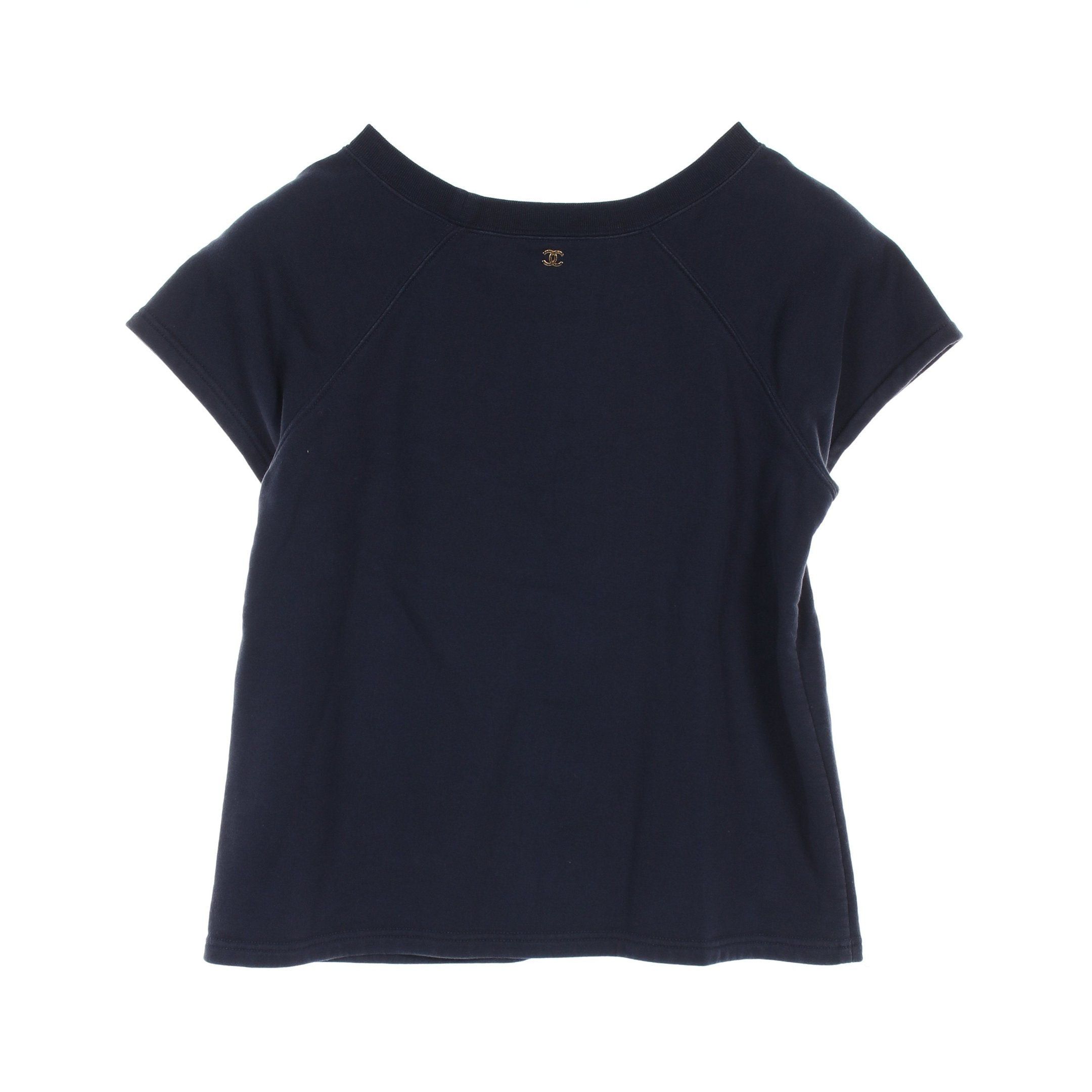 Chanel Chanel Coco Mark Sweatshirt Raglan Sleeve Gather Cotton Dark Navy Size ONE SIZE - 2 Thumbnail