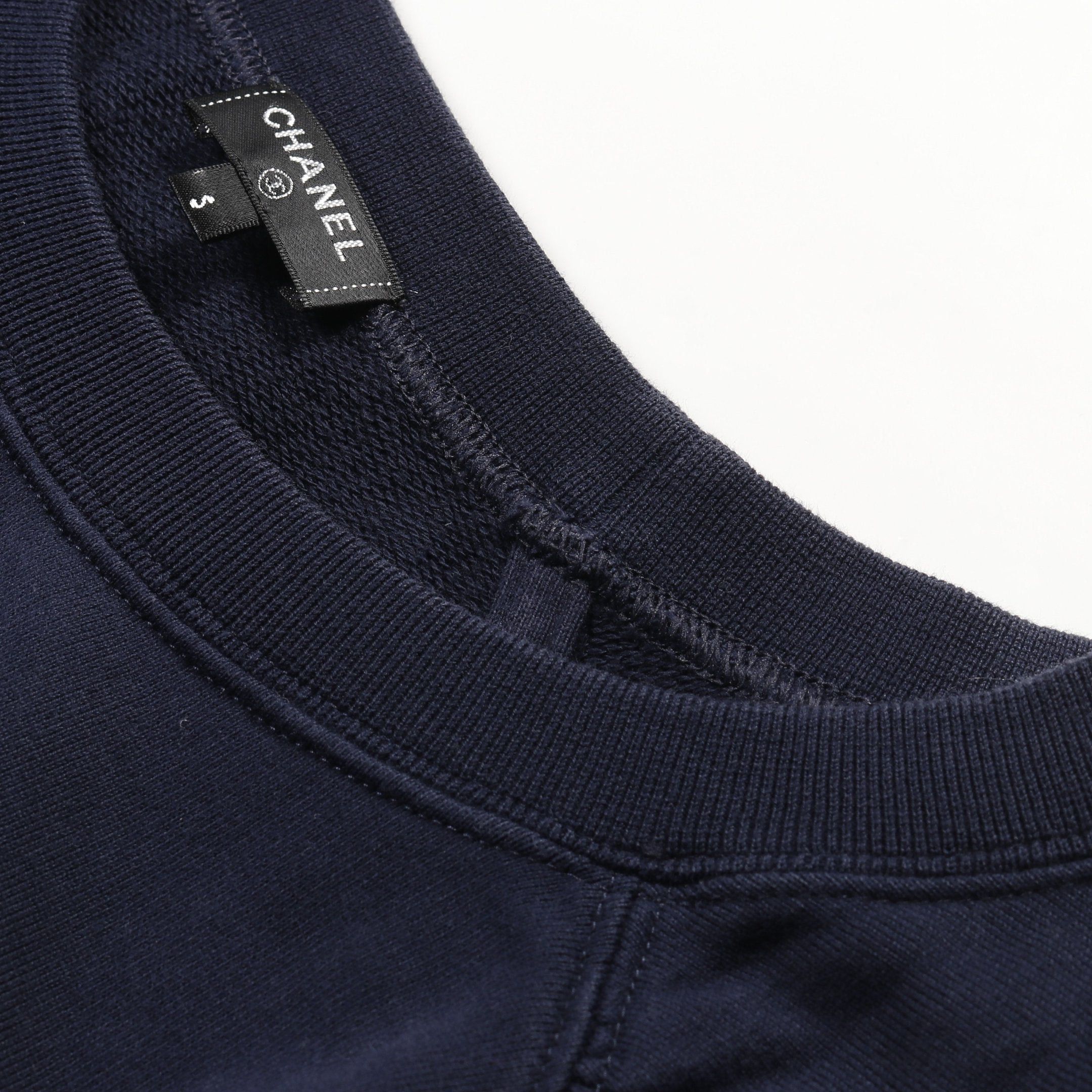 Chanel Chanel Coco Mark Sweatshirt Raglan Sleeve Gather Cotton Dark Navy Size ONE SIZE - 7 Thumbnail