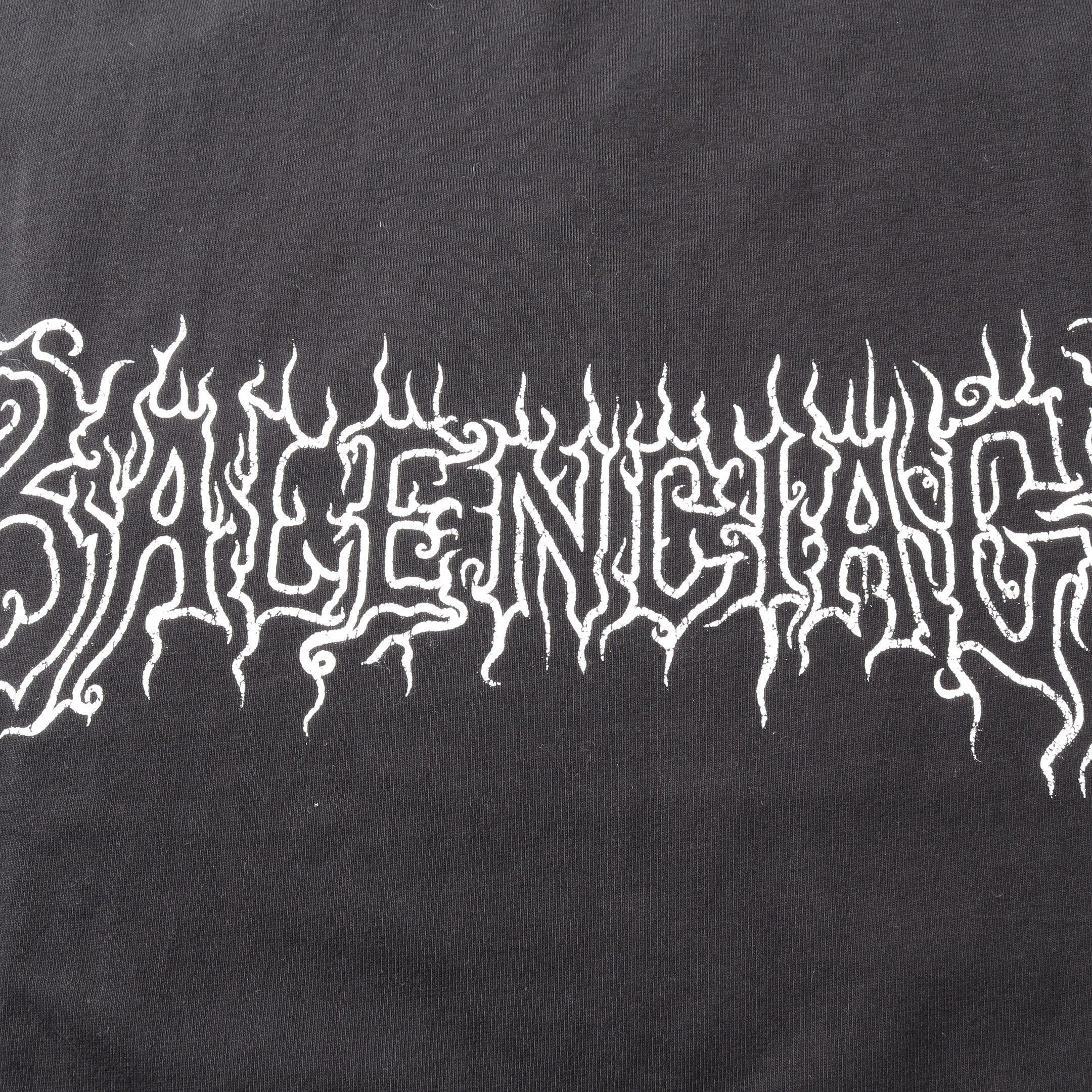 Balenciaga Balenciaga Metal Logo T-Shirt Cotton Black Damage Processing Size ONE SIZE - 7 Thumbnail