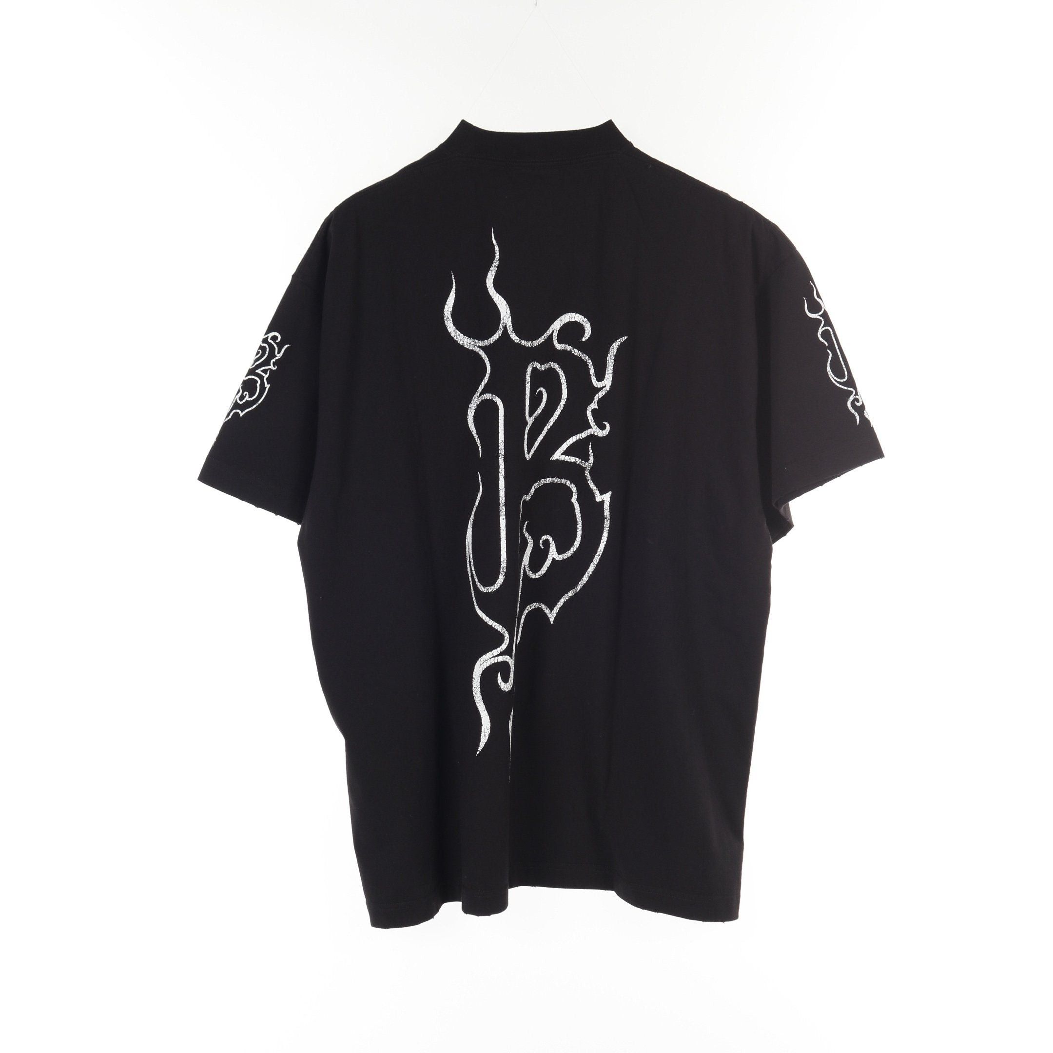 Balenciaga Balenciaga Metal Logo T-Shirt Cotton Black Damage Processing Size ONE SIZE - 2 Thumbnail