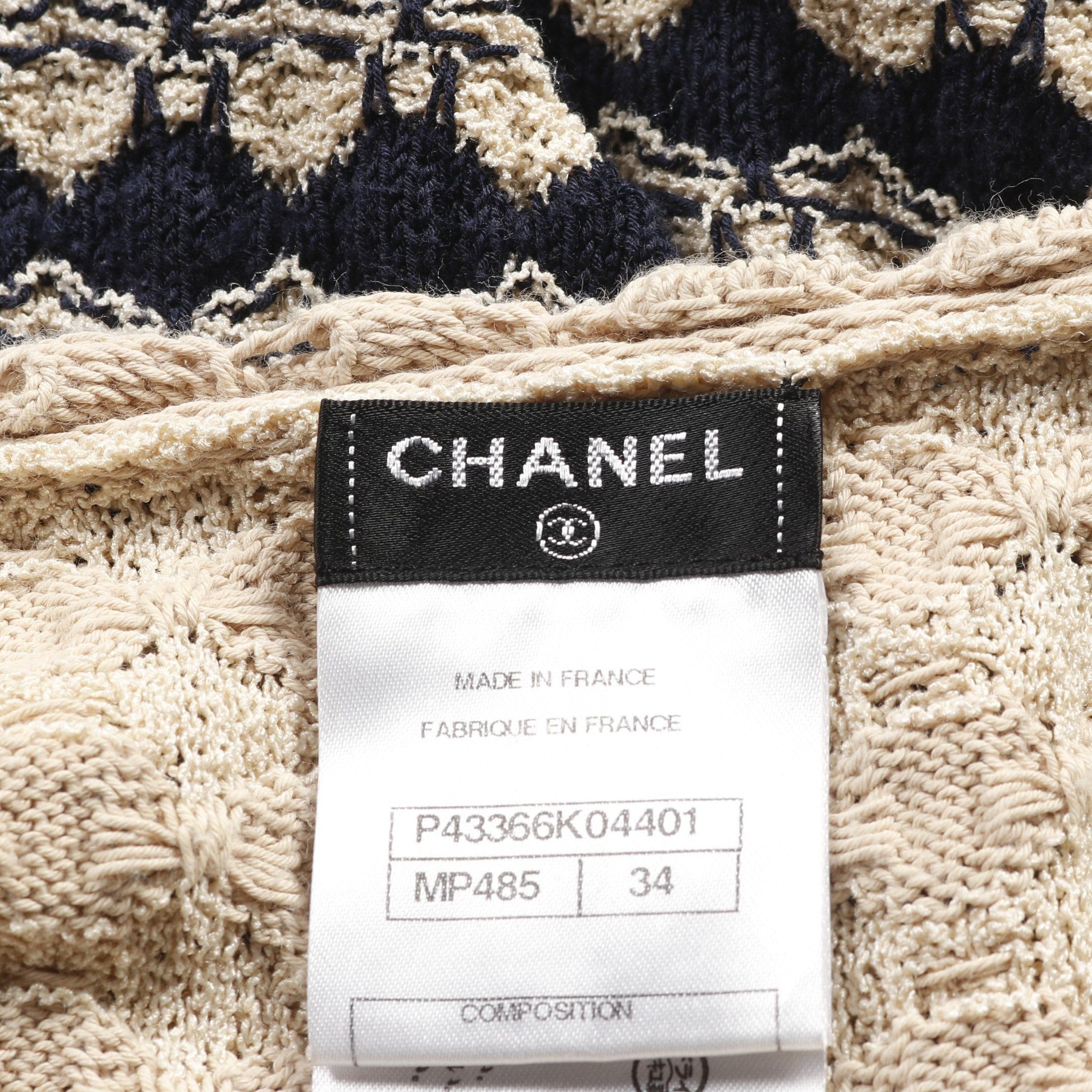 Chanel Chanel Cocomark Button Knit Dress Rayon Cotton Silk Dark Navy Beige Size ONE SIZE - 3 Thumbnail
