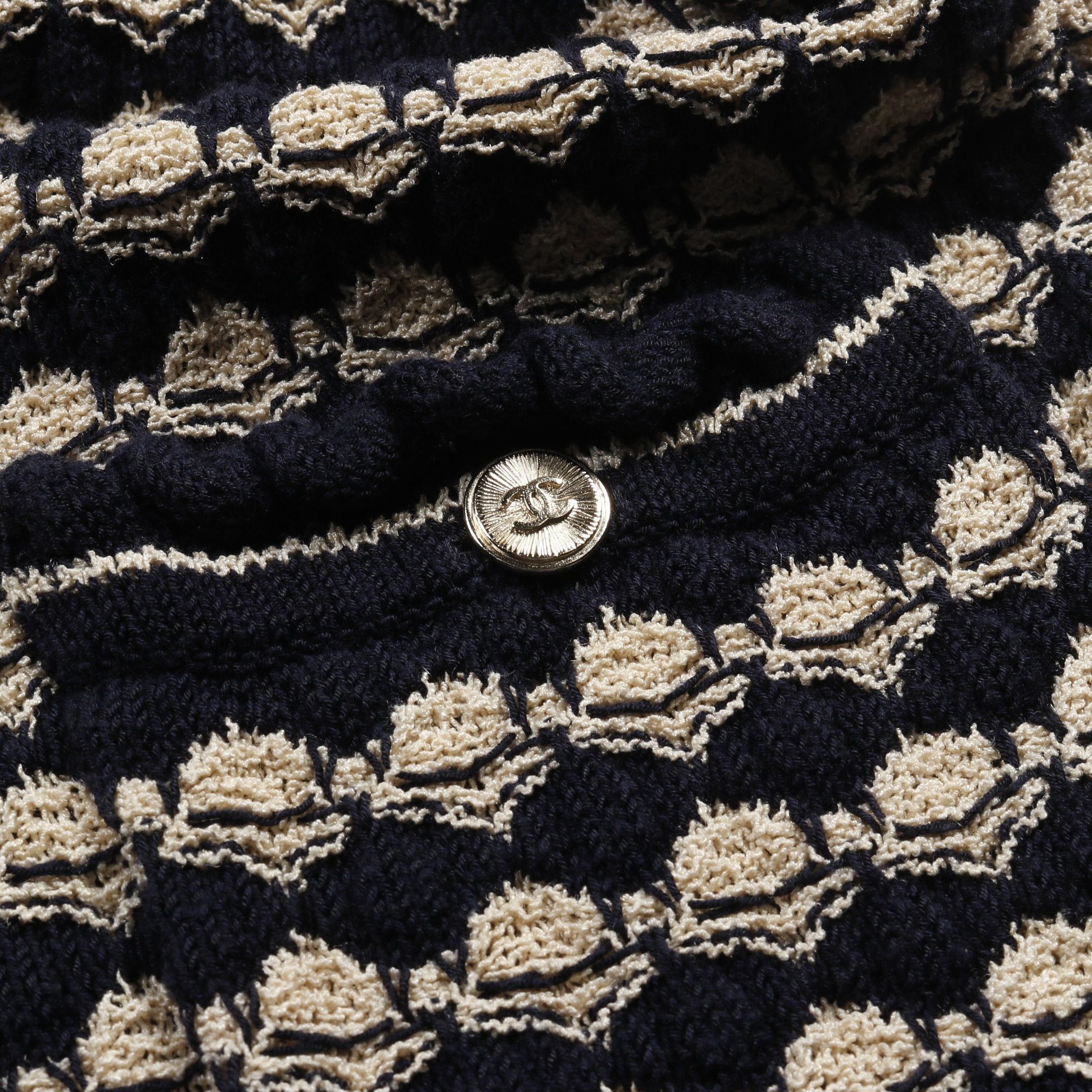 Chanel Chanel Cocomark Button Knit Dress Rayon Cotton Silk Dark Navy Beige Size ONE SIZE - 9 Thumbnail