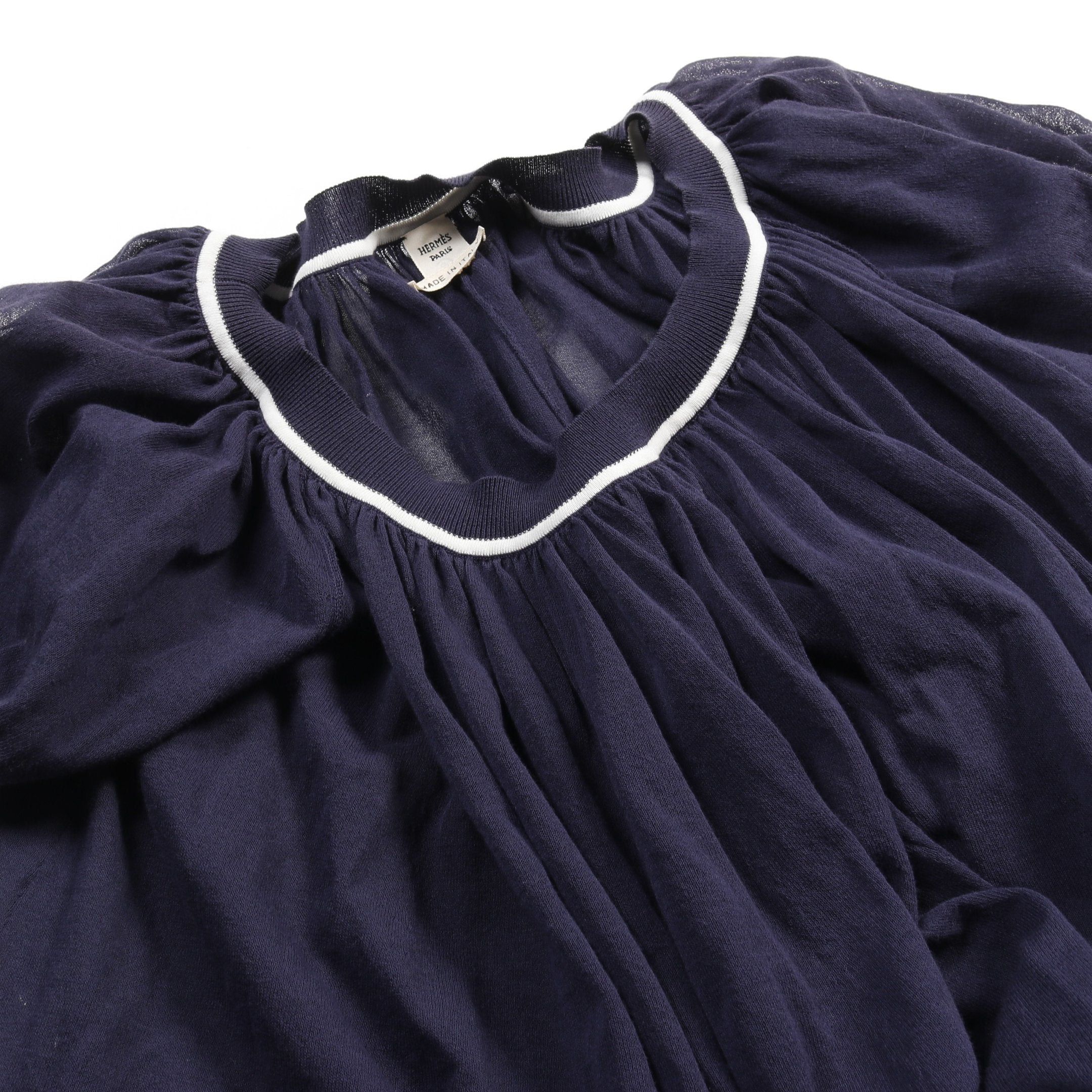 Hermes Hermes One Piece See-Through Gather Cotton Nylon Navy Size ONE SIZE - 9 Thumbnail