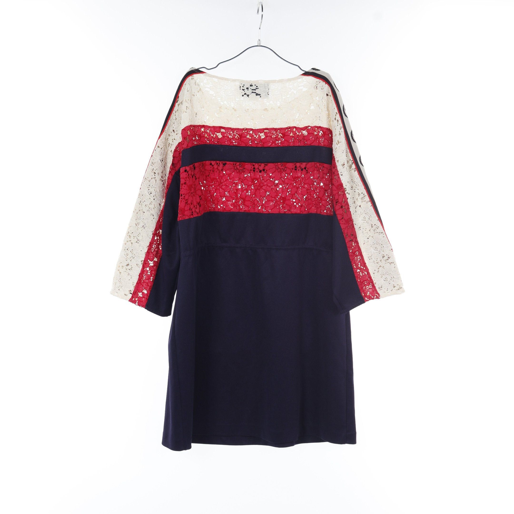 Gucci Gucci Interlocking G One Piece Lace Cotton Navy Red Ivory Tricolor Color-Block Size ONE SIZE - 2 Thumbnail