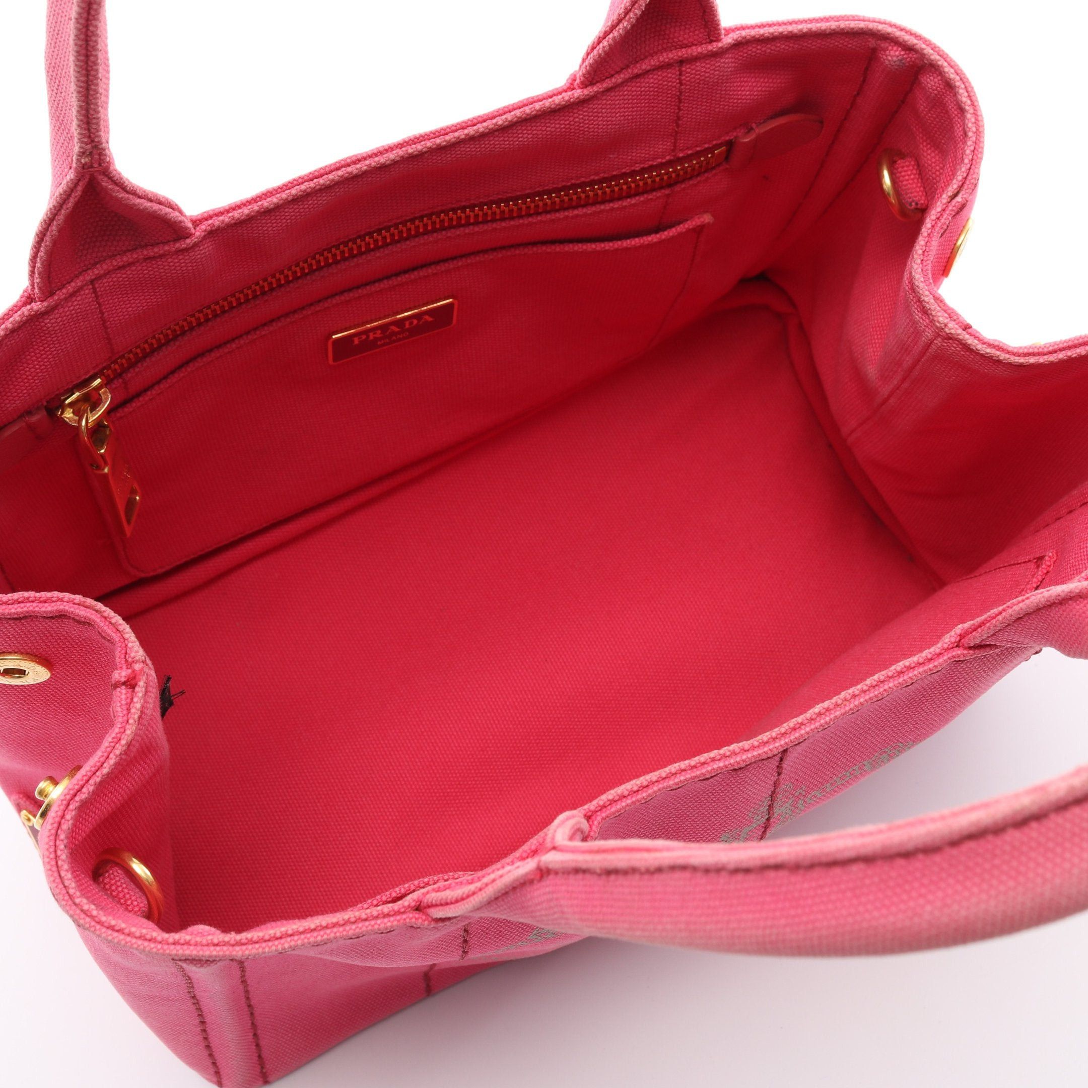 Prada Canapa Kanapa Handbag Tote Bag Canvas Pink Purple