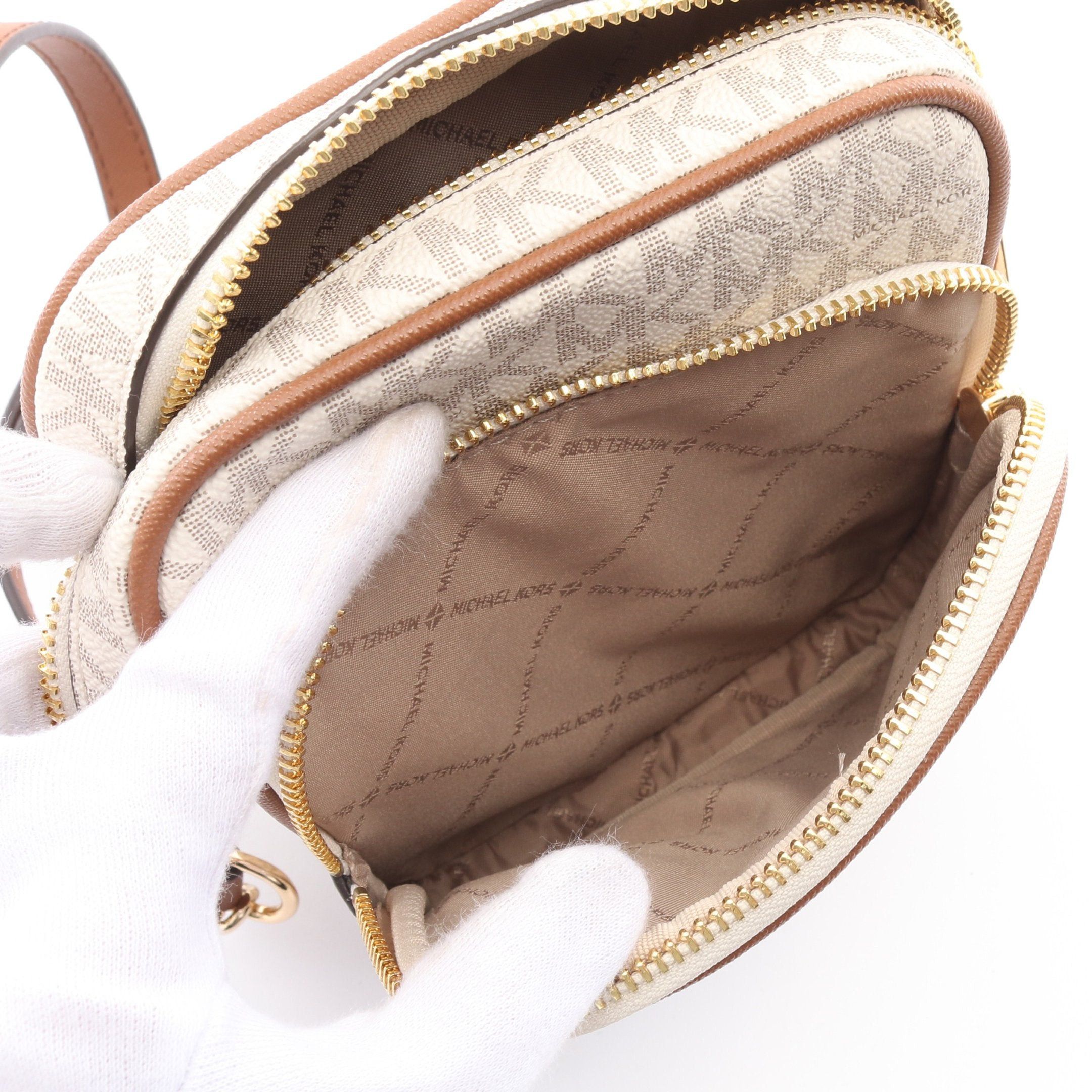 Michael Kors Michael Kors Jet Set Travel Chain Shoulder Bag Coated Canvas Leather White Brown Size ONE SIZE - 4 Thumbnail