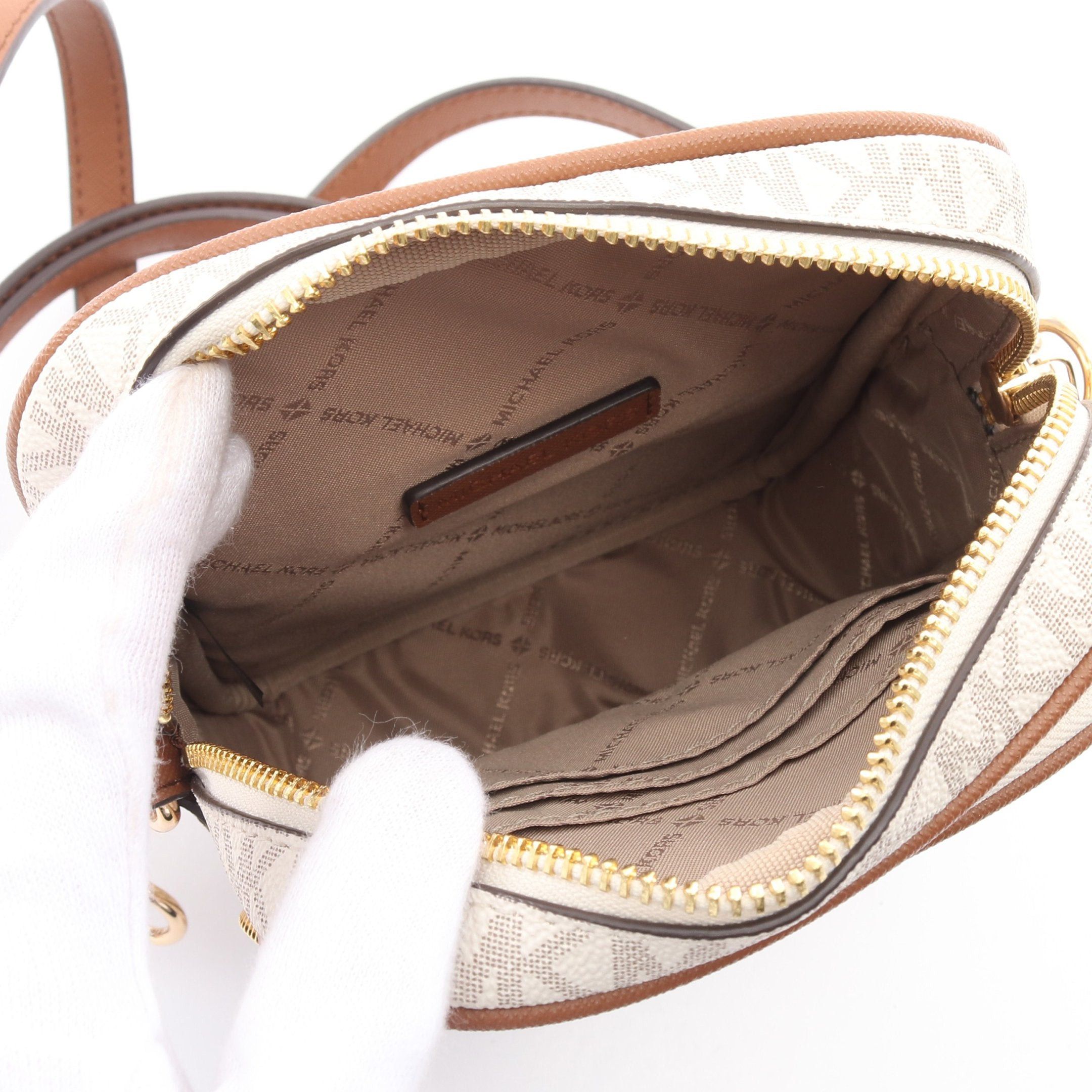 Michael Kors Michael Kors Jet Set Travel Chain Shoulder Bag Coated Canvas Leather White Brown Size ONE SIZE - 3 Thumbnail