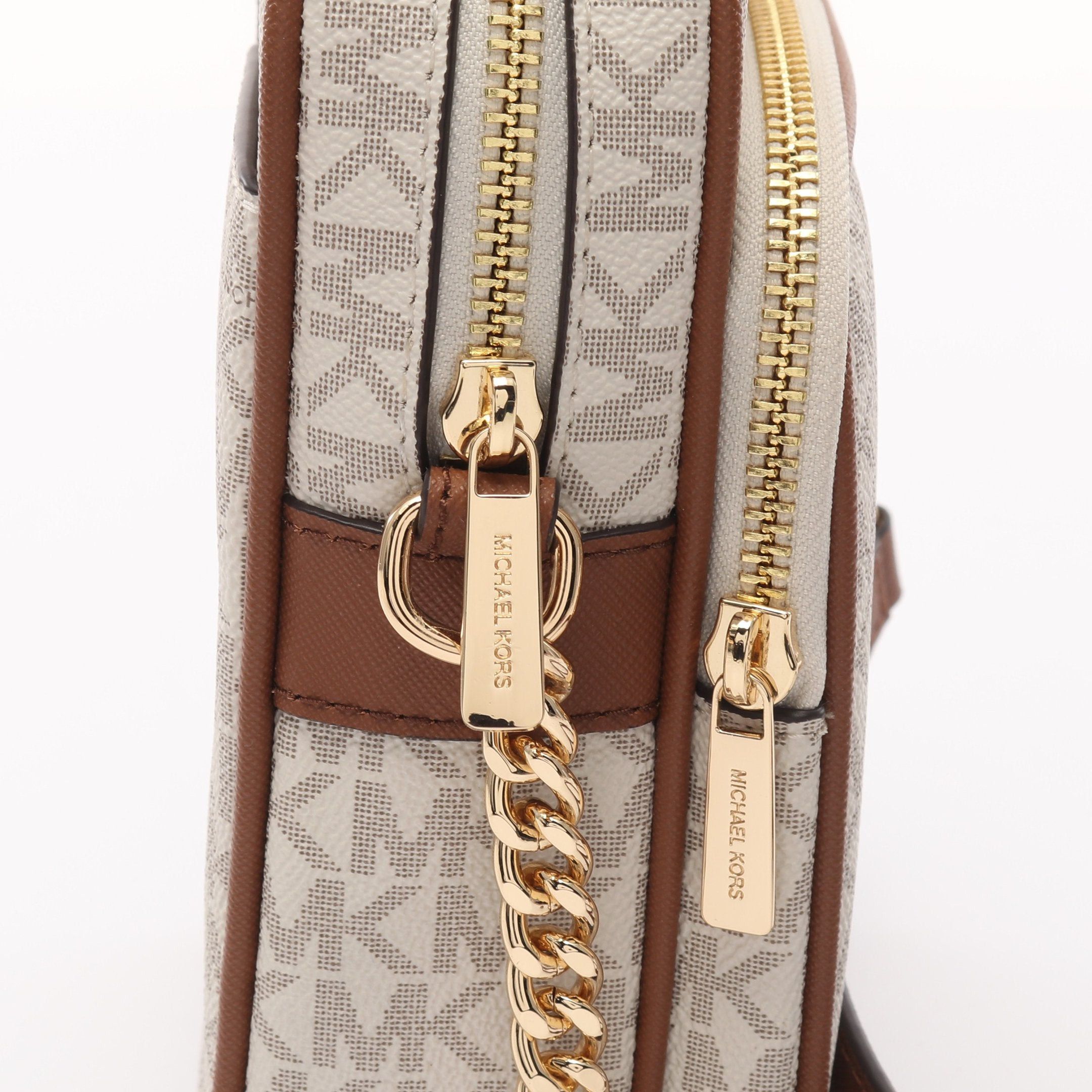 Michael Kors Michael Kors Jet Set Travel Chain Shoulder Bag Coated Canvas Leather White Brown Size ONE SIZE - 6 Thumbnail