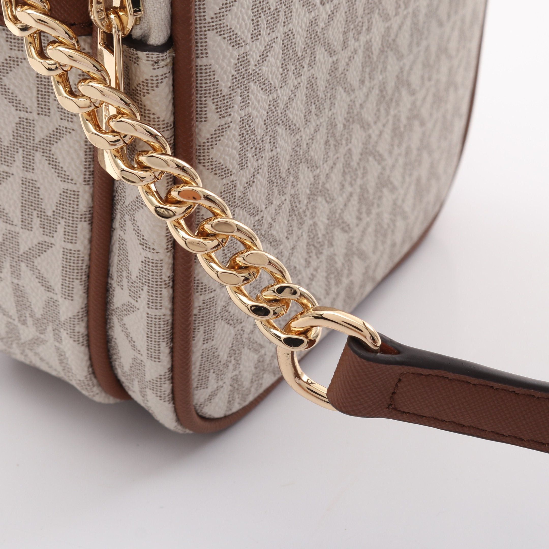 Michael Kors Michael Kors Jet Set Travel Chain Shoulder Bag Coated Canvas Leather White Brown Size ONE SIZE - 7 Thumbnail