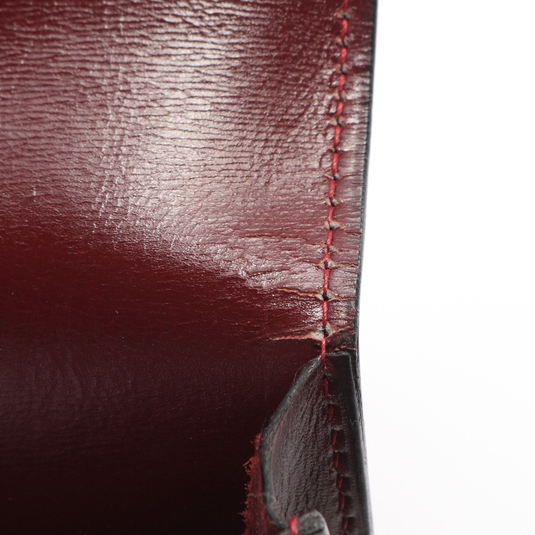 Hermes Hermes Clutch Bag Box Calf Burgundy ○H Stamp Size ONE SIZE - 7 Thumbnail