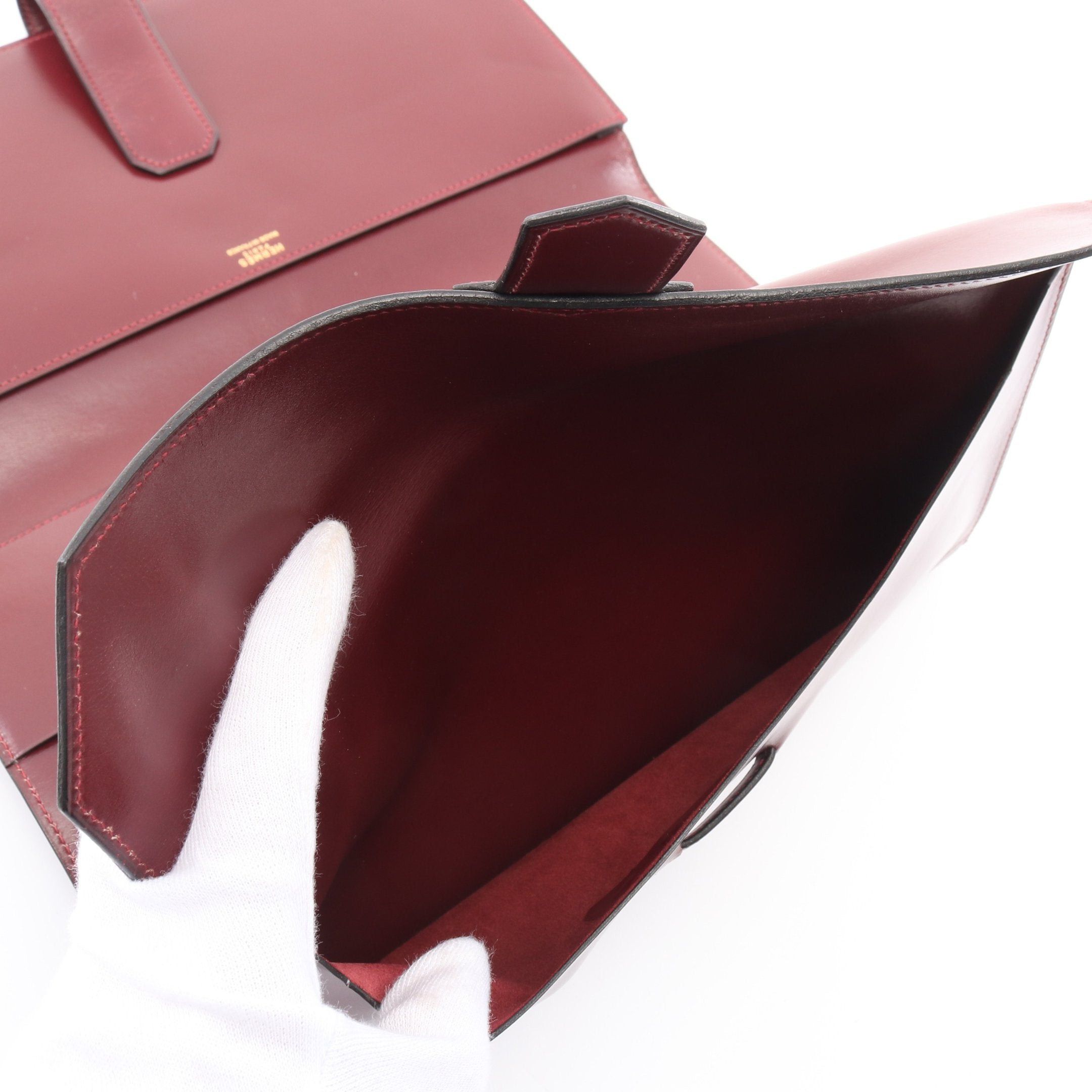 Hermes Hermes Clutch Bag Box Calf Burgundy ○H Stamp Size ONE SIZE - 4 Thumbnail