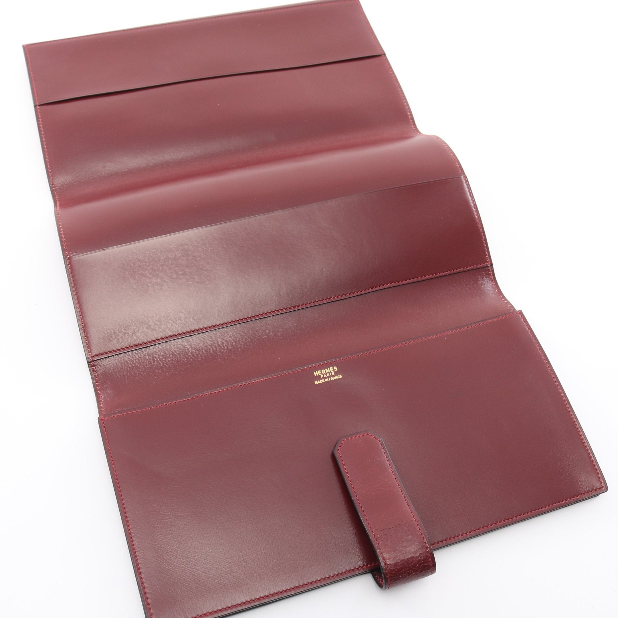 Hermes Hermes Clutch Bag Box Calf Burgundy ○H Stamp Size ONE SIZE - 3 Thumbnail