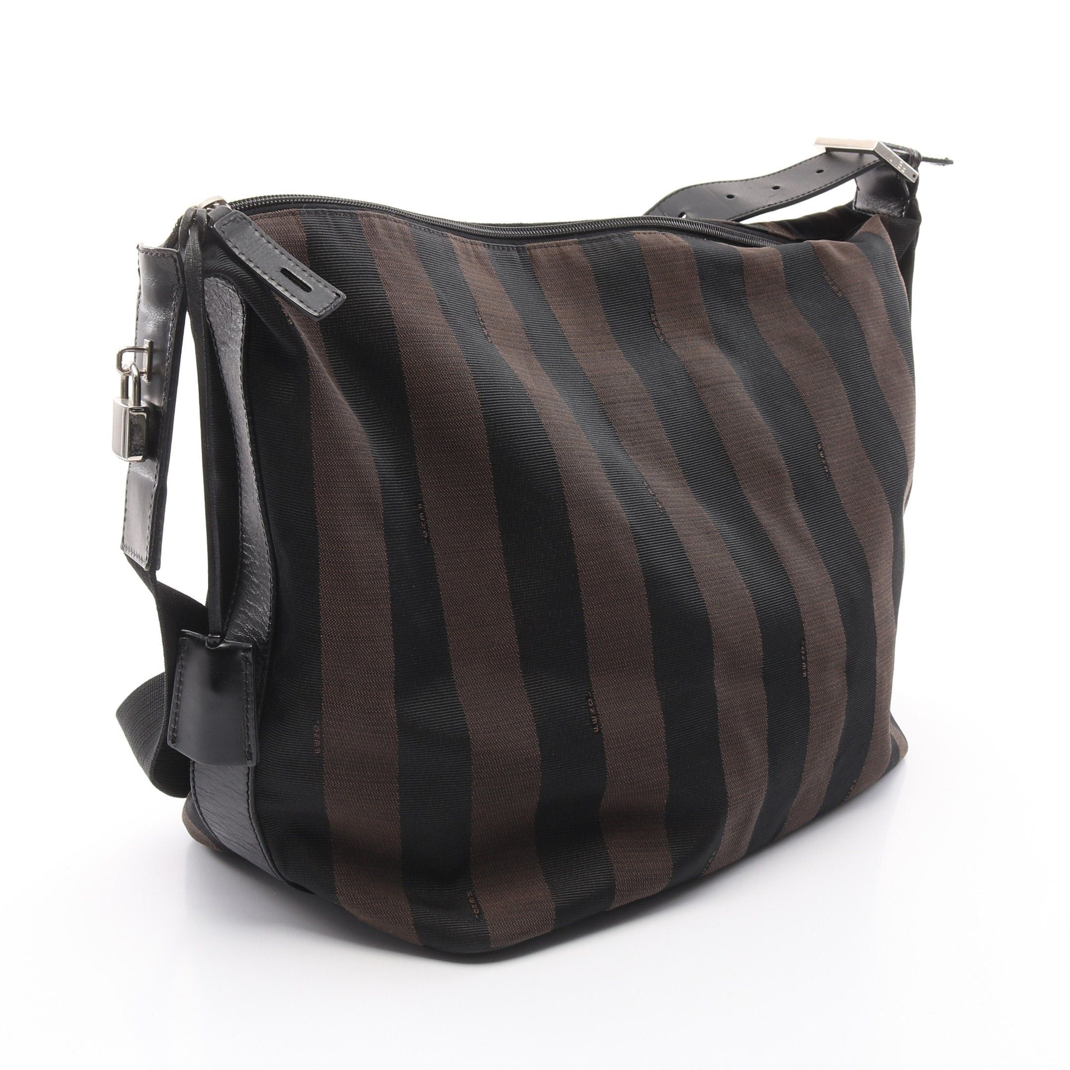 Fendi Fendi Pecan Shoulder Bag Canvas Leather Black Brown Size ONE SIZE - 2 Thumbnail