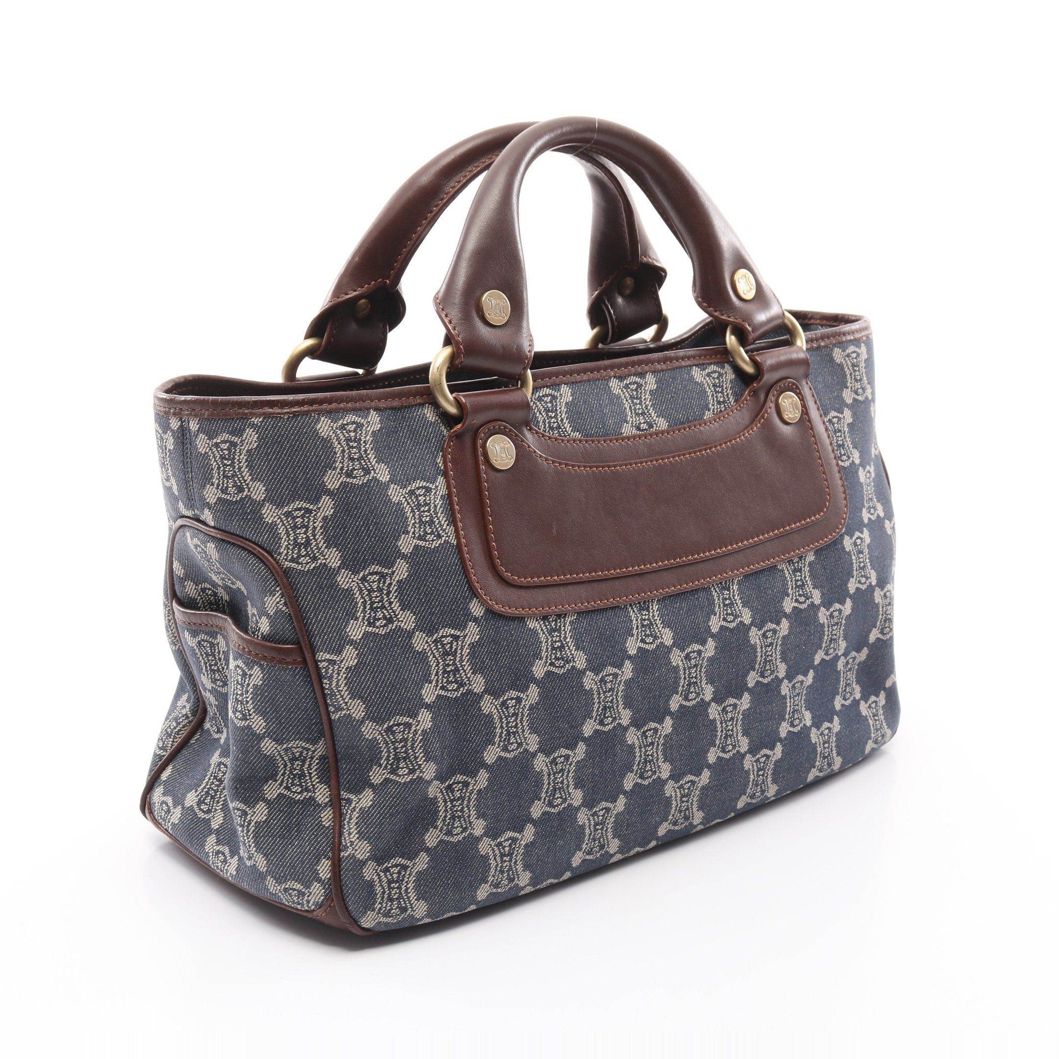 Celine Celine Boogie Bag Paris Macadam Handbag Denim Leather Indigo Blue Brown Size ONE SIZE - 2 Thumbnail