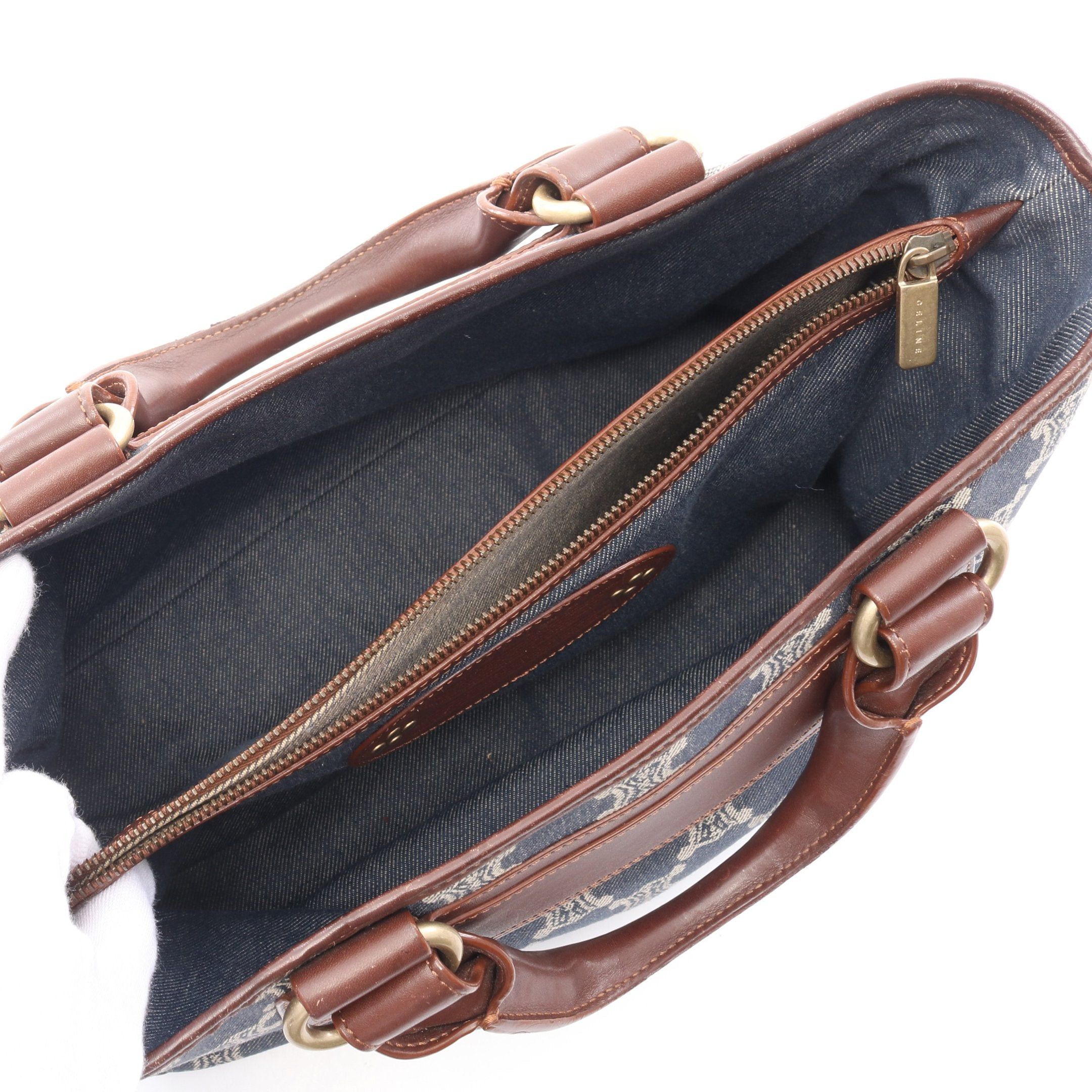 Celine Celine Boogie Bag Paris Macadam Handbag Denim Leather Indigo Blue Brown Size ONE SIZE - 3 Thumbnail