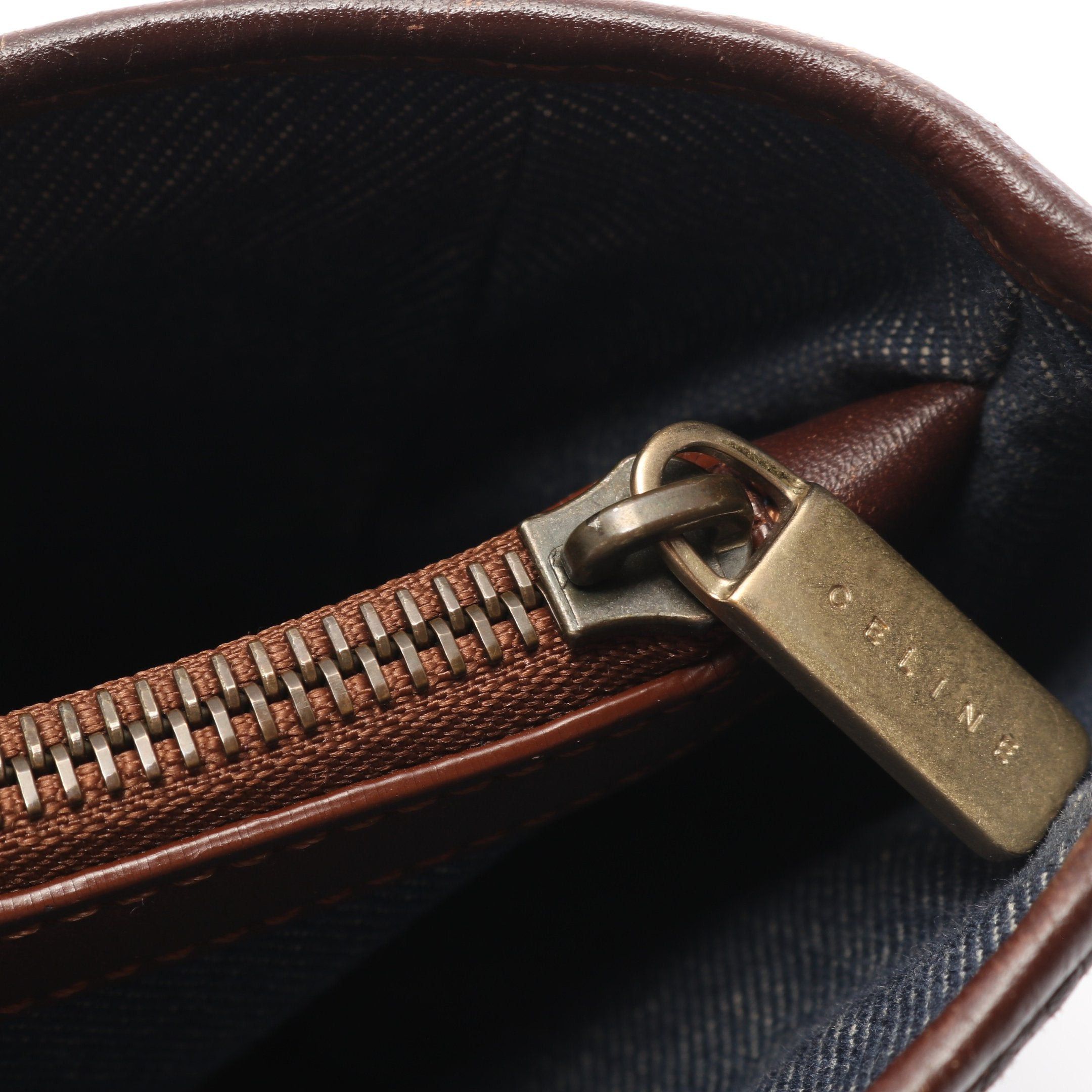 Celine Celine Boogie Bag Paris Macadam Handbag Denim Leather Indigo Blue Brown Size ONE SIZE - 8 Thumbnail