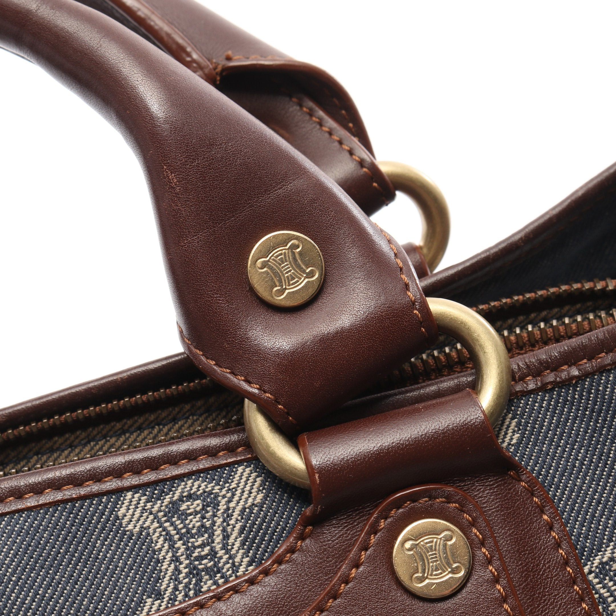 Celine Celine Boogie Bag Paris Macadam Handbag Denim Leather Indigo Blue Brown Size ONE SIZE - 6 Thumbnail